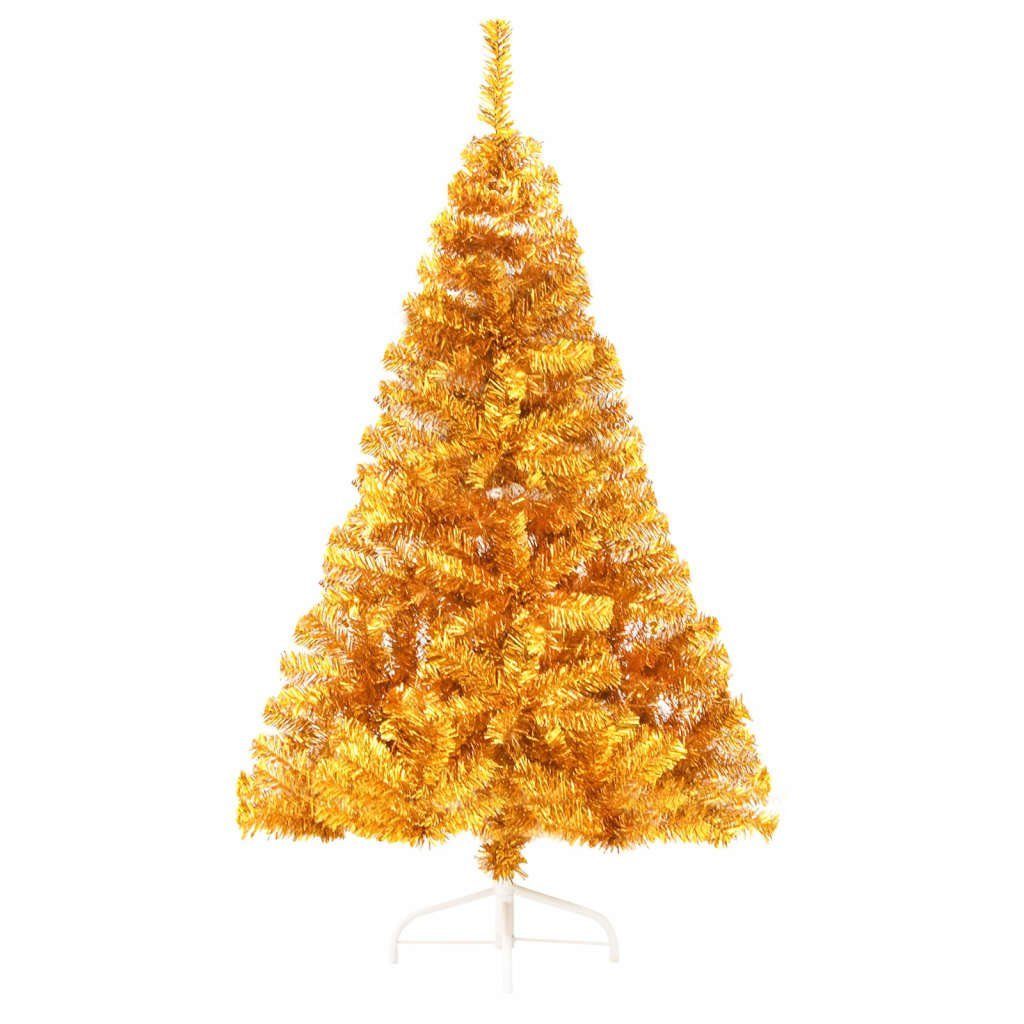 vidaXL Künstlicher Weihnachtsbaum cm Gold Künstlicher 120 PET Ständer mit Halb-Weihnachtsbaum