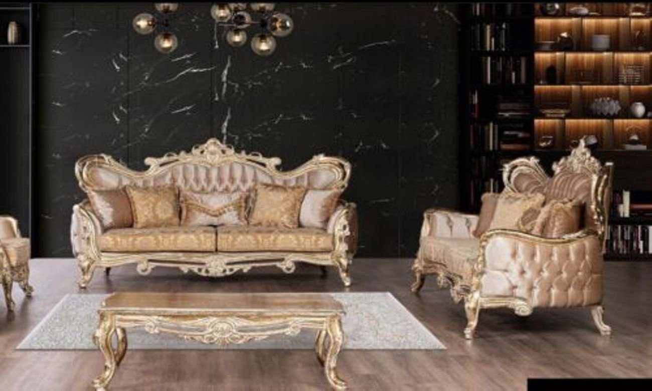 Luxus 2tlg Sofa Sofas Sofagarnitur Sitzer JVmoebel Sessel 3+3 Wohnzimmer-Set, Barock Wohnzimmer