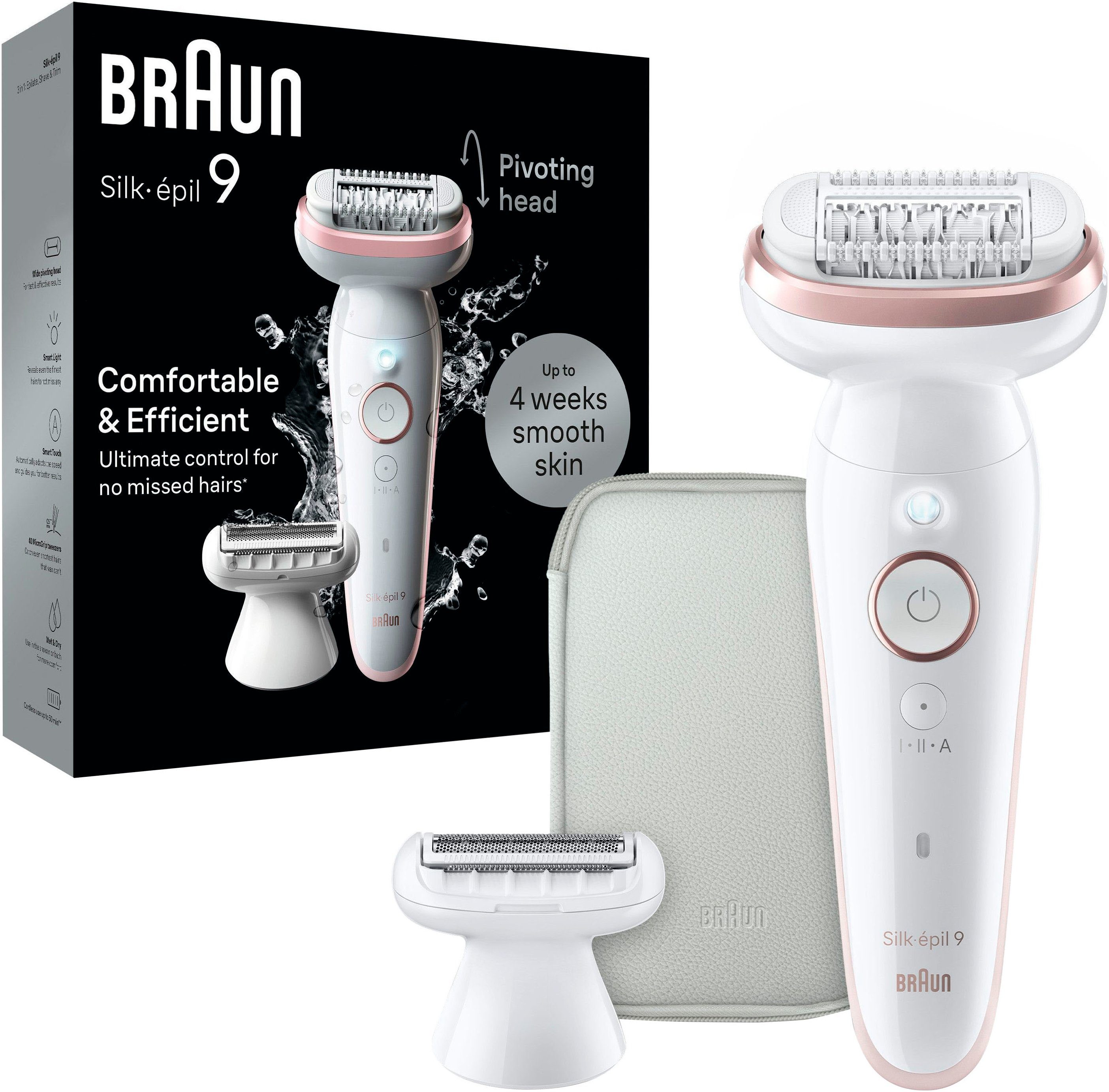 Braun Epilierer Silk-épil 9 9-030, Rasier-& Trimmeraufsatz, mit Etui