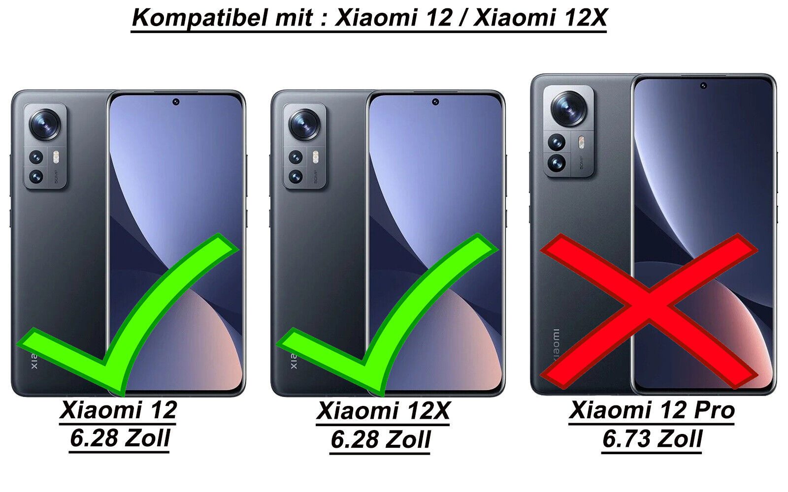 betterfon Handyhülle Handytasche für Xiaomi 12 / 12X / 12 Pro Buchhülle, Wallet Case mit Kartenfächern Magnetverschluss und weicher Innenhülle