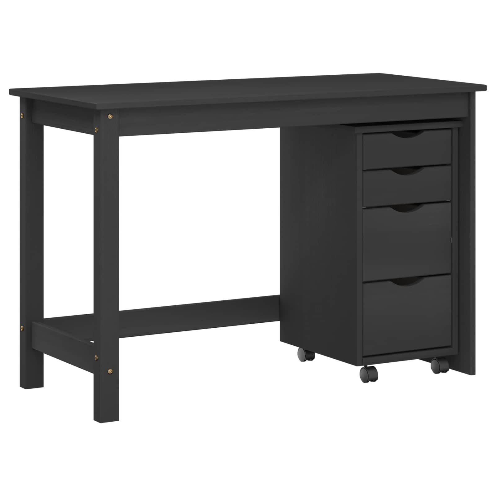 vidaXL Schreibtisch 4 Schubladen Schreibtisch- und Rollschrank-Set MOSS 2-teilig Schwarz 1