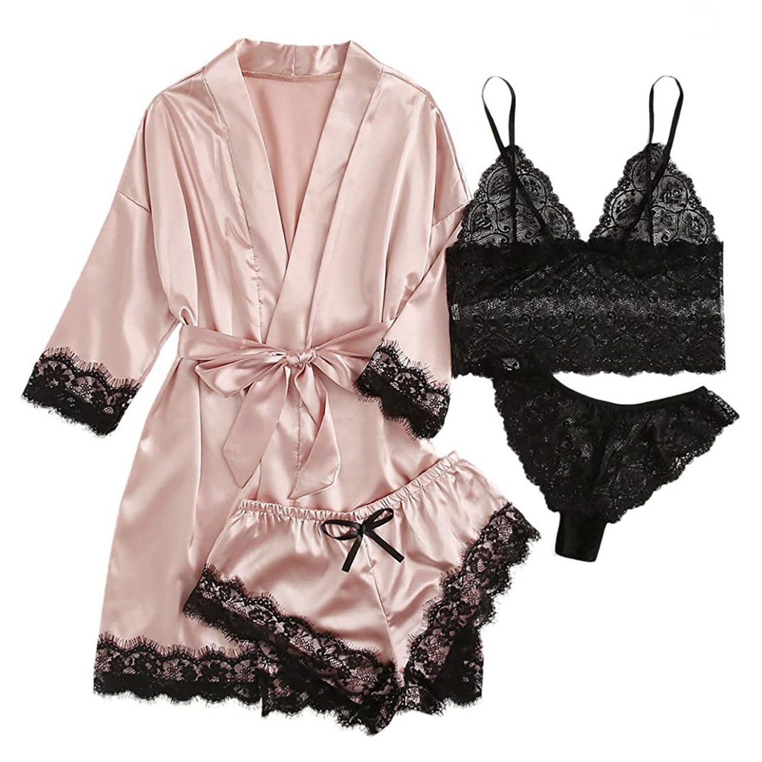 Refttenw Pyjama Damen Pyjama Sexy Satin günstig online kaufen