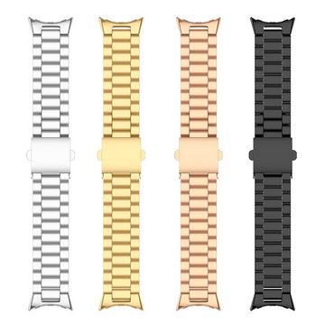 Wigento Smartwatch-Armband Für Google Pixel Watch 1 + 2 Stahl Metall Armband Silber Smart Uhr Neu