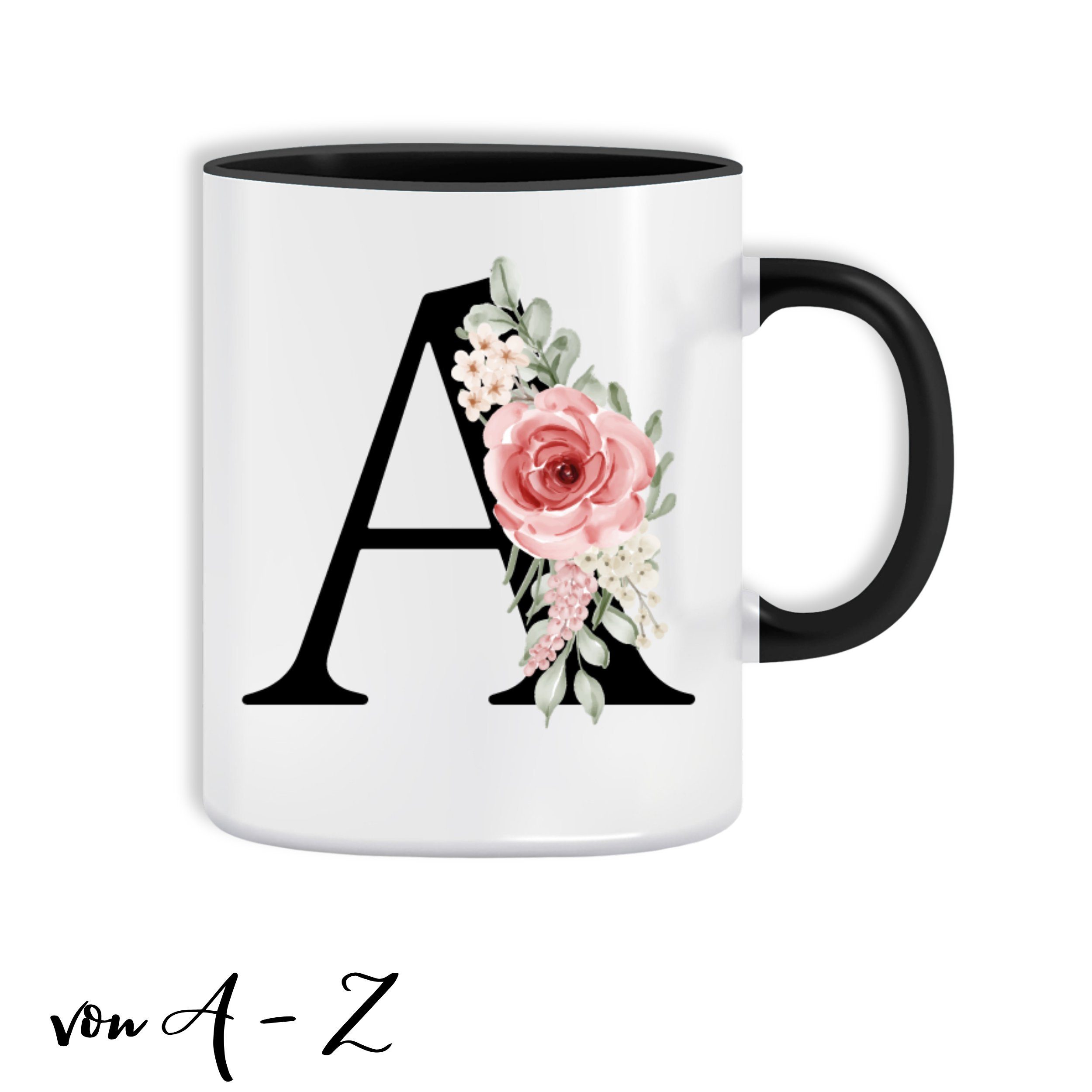 Giftandprint Tasse personalisiert mit Anfangsbuchstabe Monogramm Geburtstag Geschenk Frau, Geschenke für Frauen, Spülmaschinengeeignet, Mit Geschenkbox