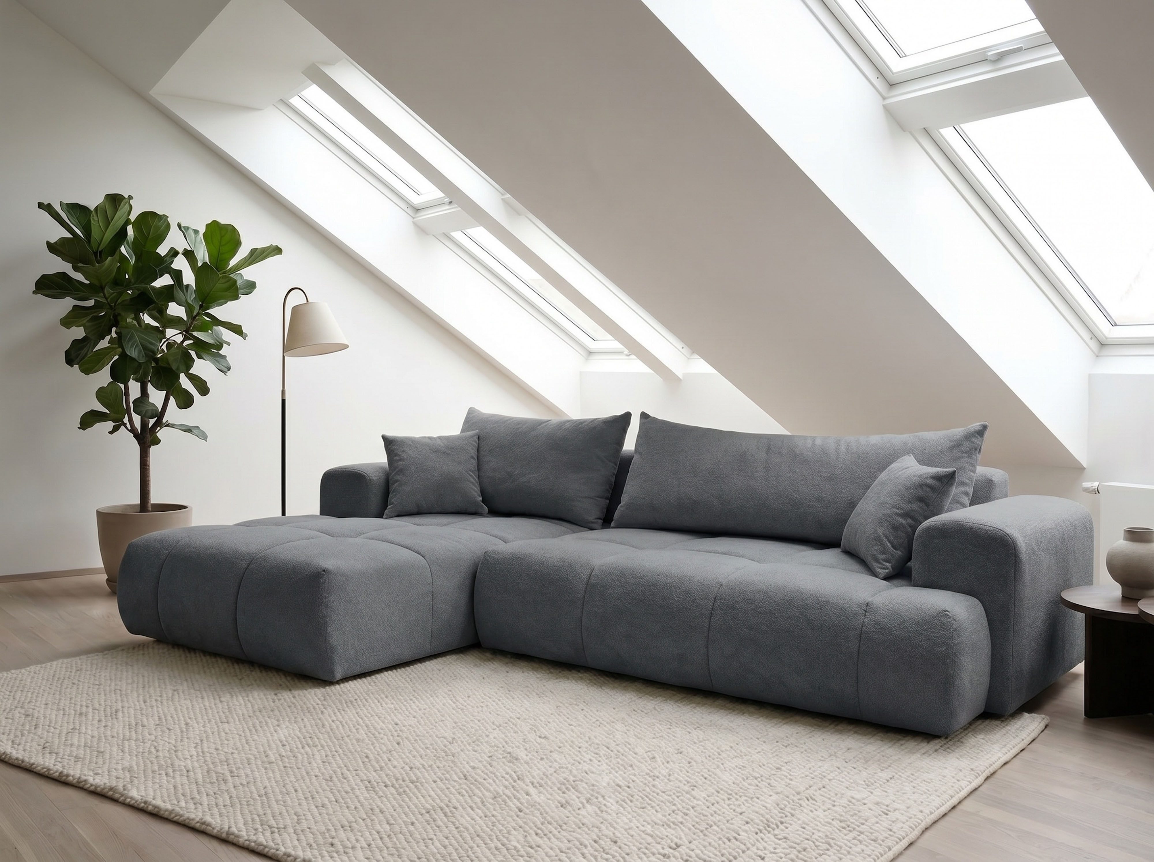 WERK2 Ecksofa Ewela-Bubble, inkl. Bettfunktion & Bettkasten, bequem, Breite 265cm, moderner Boucle Bezug, Liegefläche 200/140cm