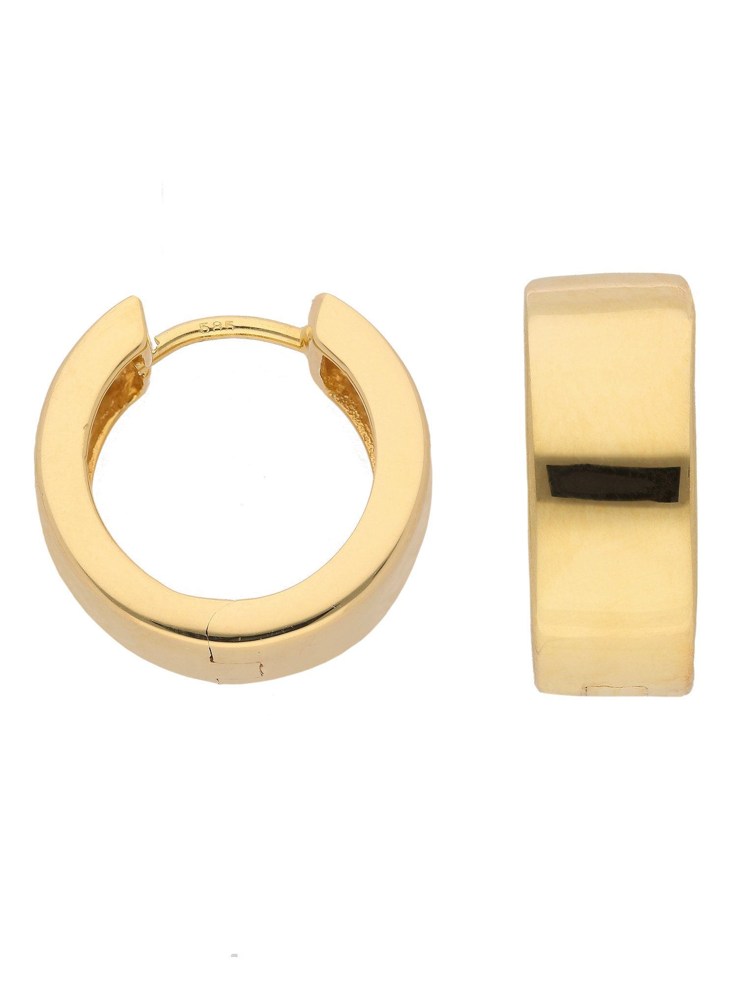 Adelia´s Paar Ohrhänger 1 Paar 585 Gold Ohrringe / Creolen Ø 15 mm, 585 Gold  Goldschmuck für Damen, Maße - Ø 15 mm - Breite 6 mm
