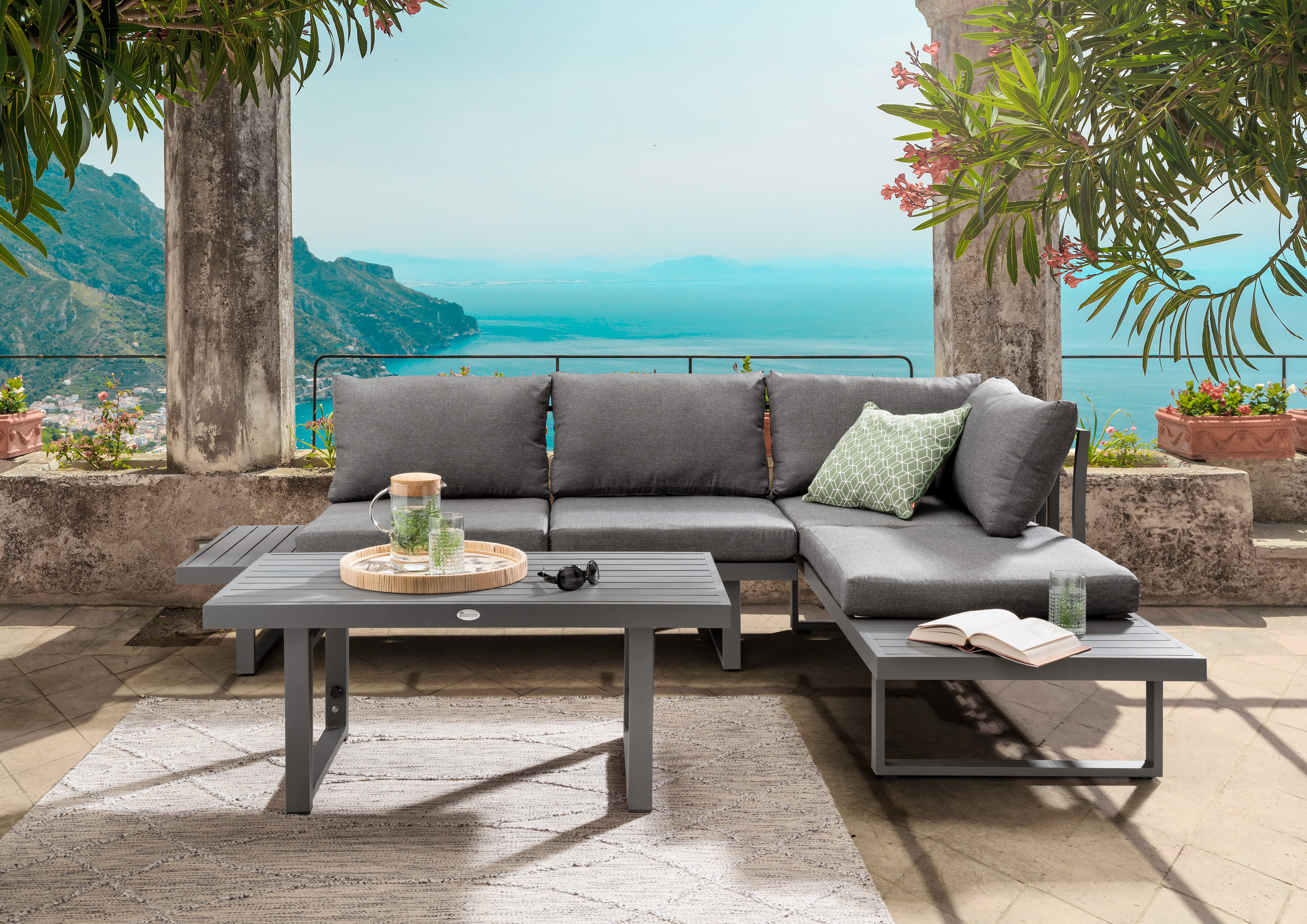 Destiny Gartenlounge-Set SEA POINT, (15-tlg., 2x Schenkel, 1x Tisch), Aluminium