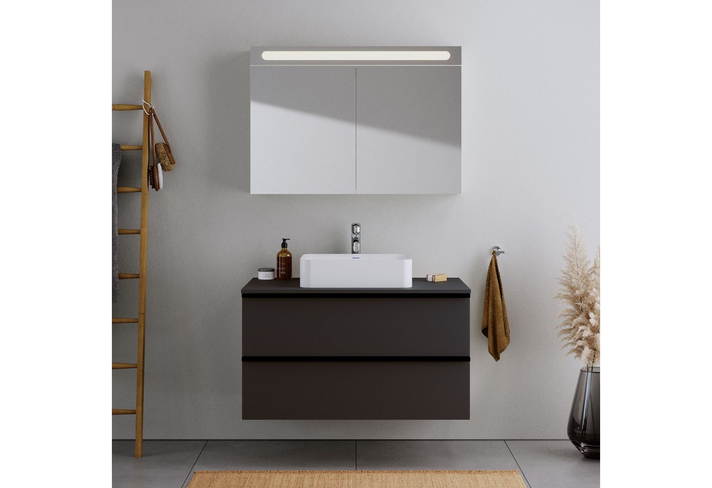 Thumbnail - Duravit Waschbecken DuraBrezza, mit Hahnlochbank, 60x40x14 cm, aus Mineralguss – Farbe wählbar