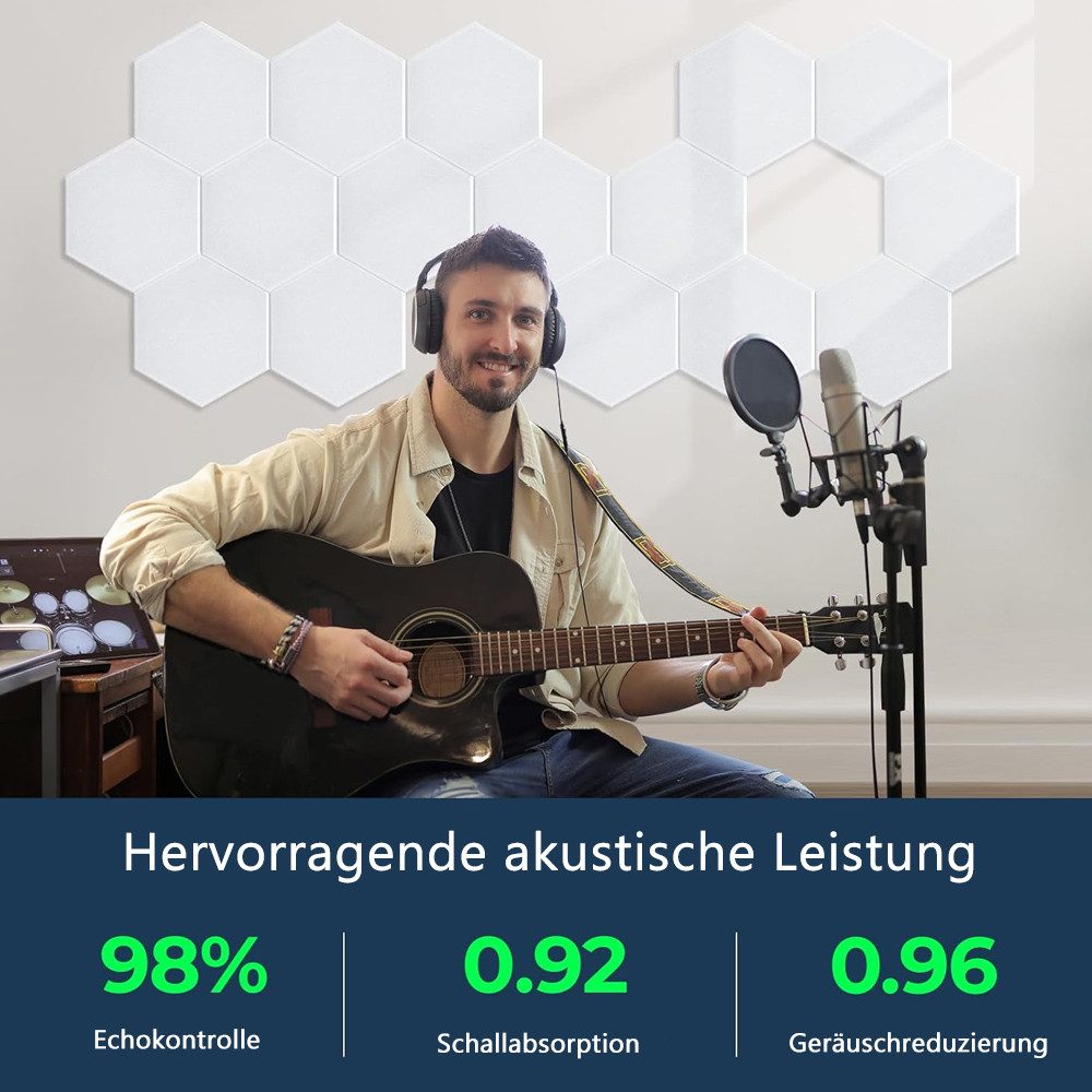 TUWENA Akustikplatte Akustikpaneele selbstklebend 12 Stücke, Schallschutz für Wände & Türen