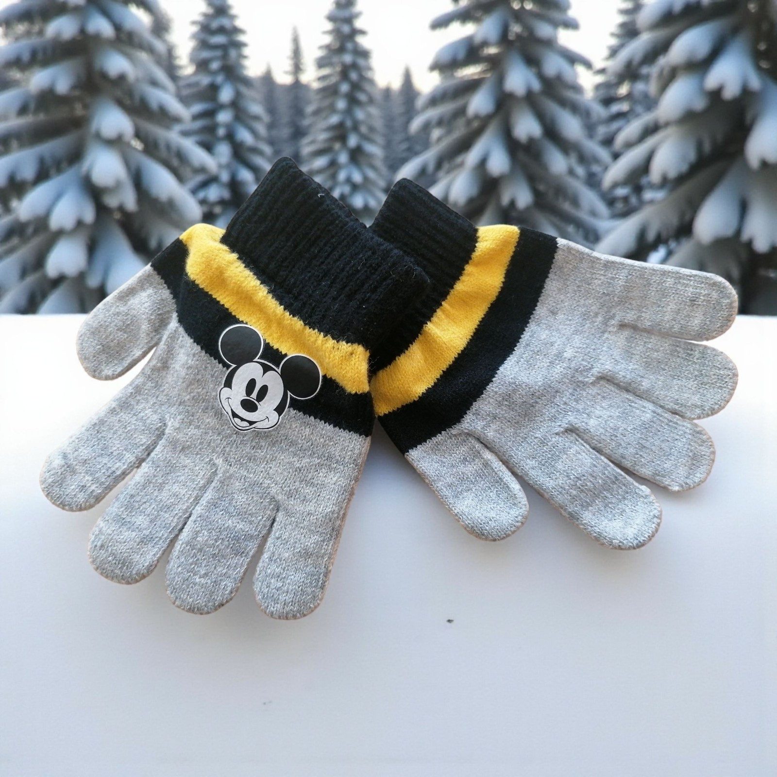 Disney Mickey Mouse Strickhandschuhe Kinder Strick-Handschuhe Disney Mickey Mouse, grau, OneSize ca. 4–8