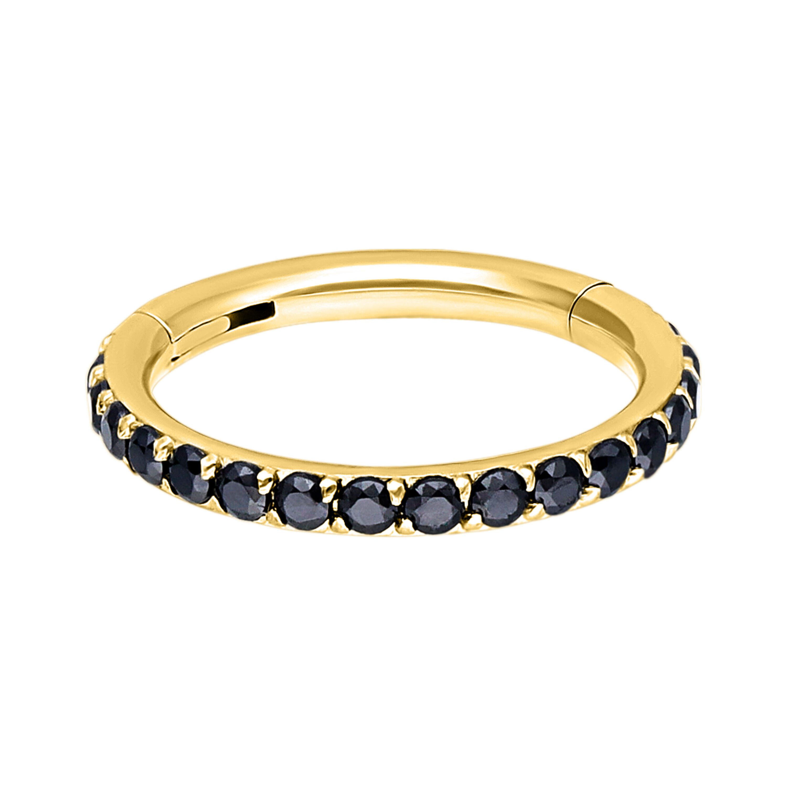 Wildcat Nasenpiercing Pave Set Crystals Conch Ring für Ohr, Nase, Lippe, Bauchnabel, 1 Stück, Chirurgenstahl 316L - wasserfest, hautverträglich, Gold-Schwarz