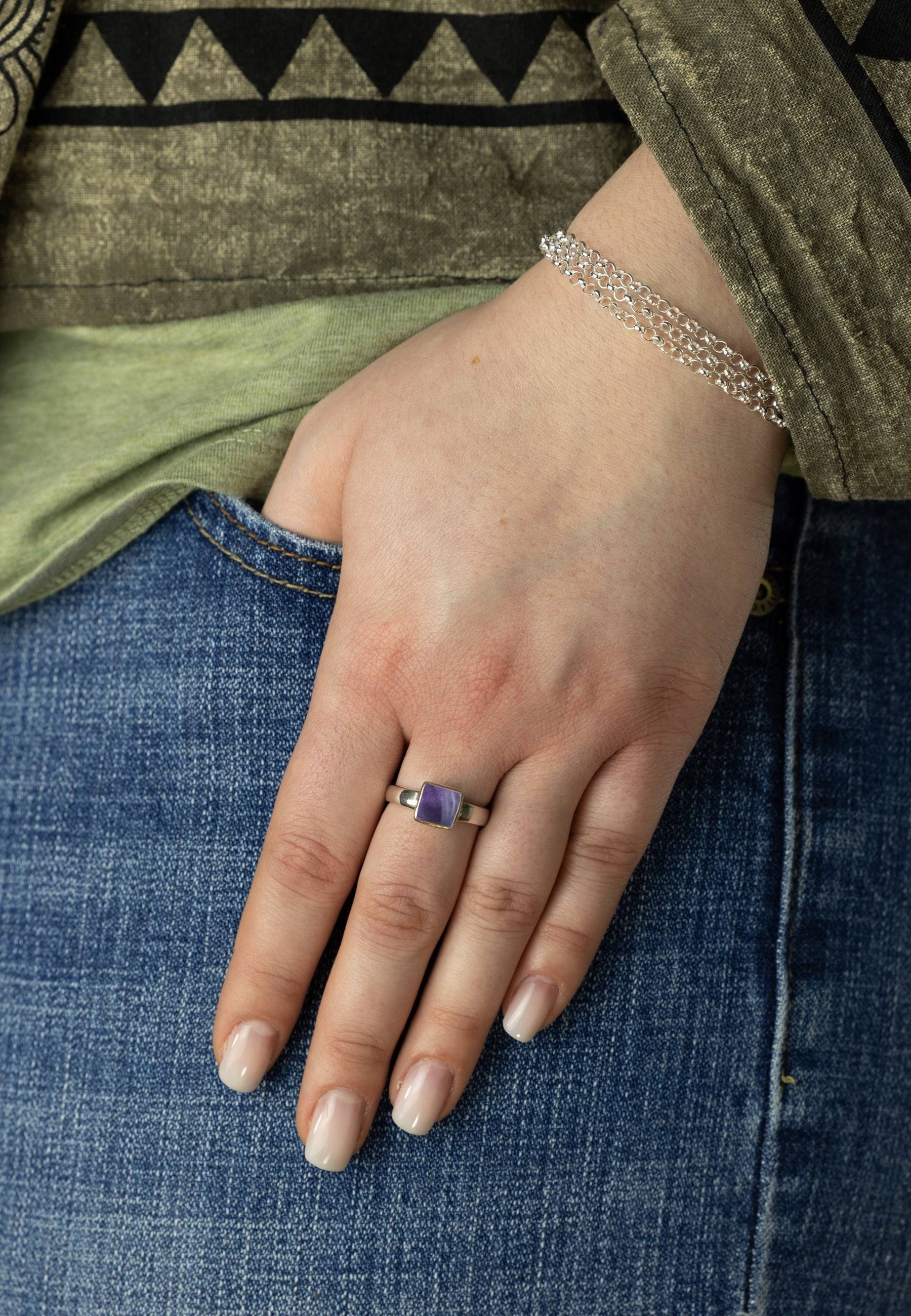 mantraroma Silberring 925er Amethyst mit Silber