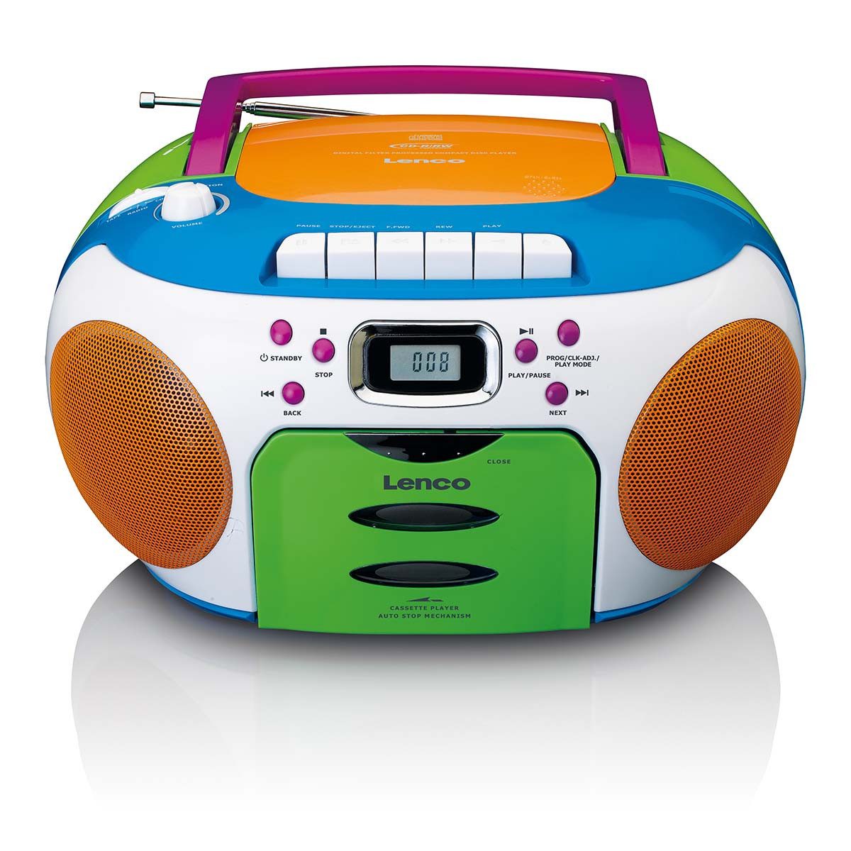 Lenco SCD-971 Radio (Tragbares Radio, 13 W, FM-Radio, CD/Kassette und 3,5mm Kopfhöreranschluss. Flexibler Betrieb)