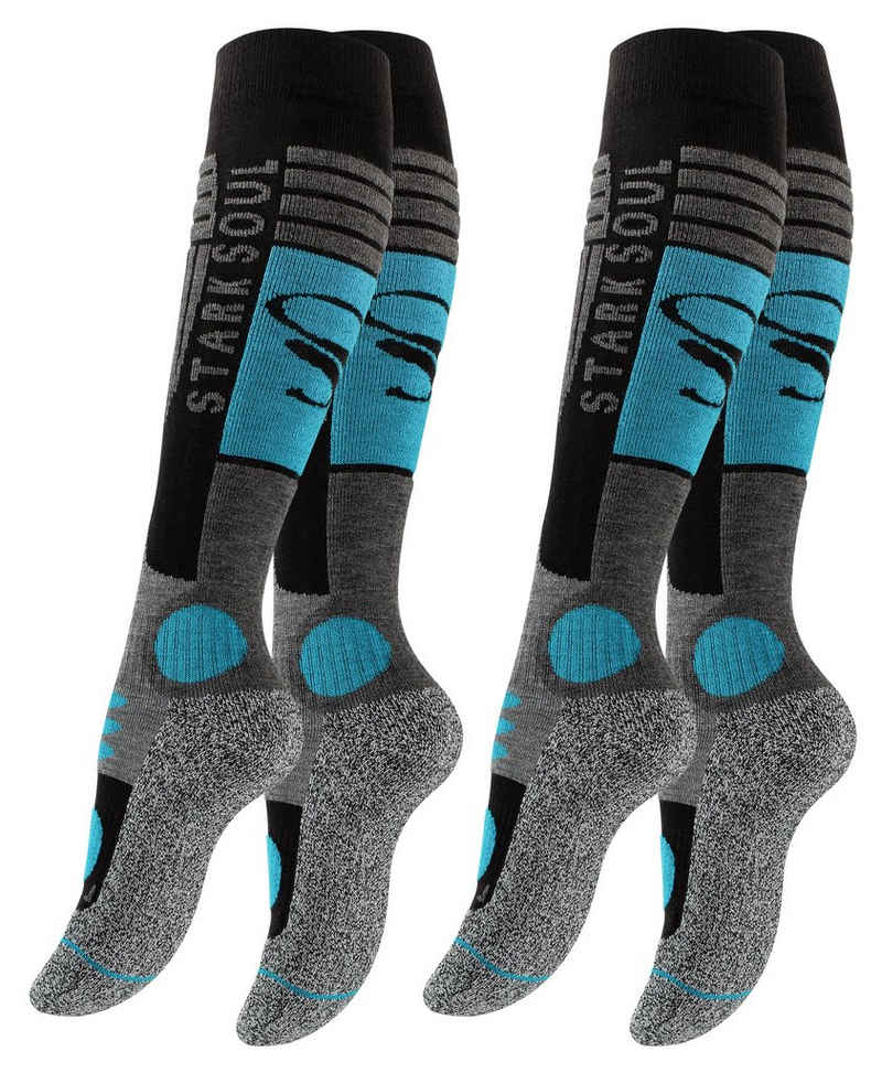 Stark Soul® Skisocken Ski & Snowboard Socken, Skistrümpfe mit Spezialpolsterung, 2 Paar 2er-Pack, Dehnungszonen an Knöchel und Spann, Doppelbündchen, weiche Zehennaht, weiche Polsterungen