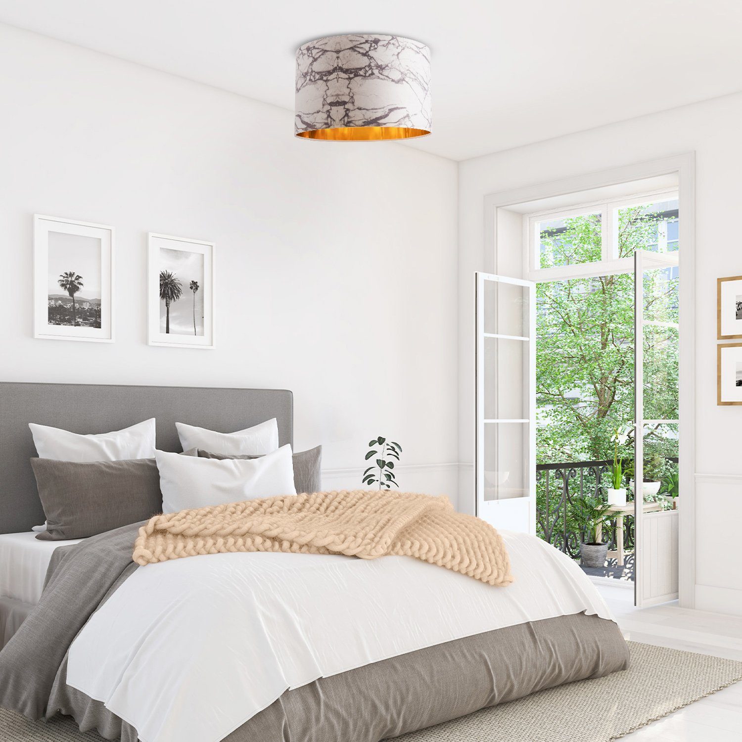 Paco Home Deckenleuchte Deckenlampe Esszimmer Marmor ohne 525, E27 Kraft Leuchtmittel, Wohnzimmer Hängelampe Weiß