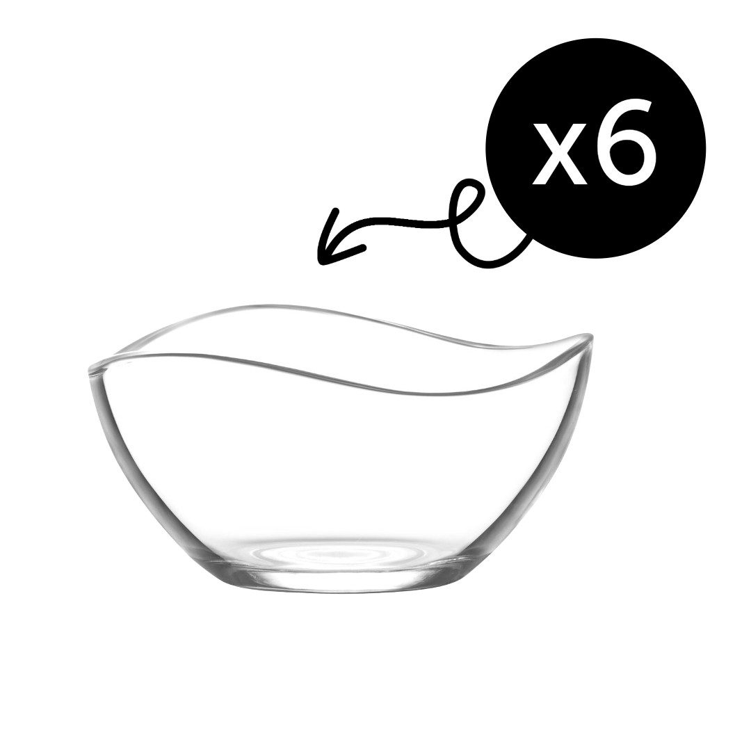 LAV Dessertschale Vira Glasschalen - 215 ml (7 1/4 oz), 6er Set, Glas, (6er-Set, 6-tlg), Geschwungene Form, ideal für Desserts, Snacks, Dips