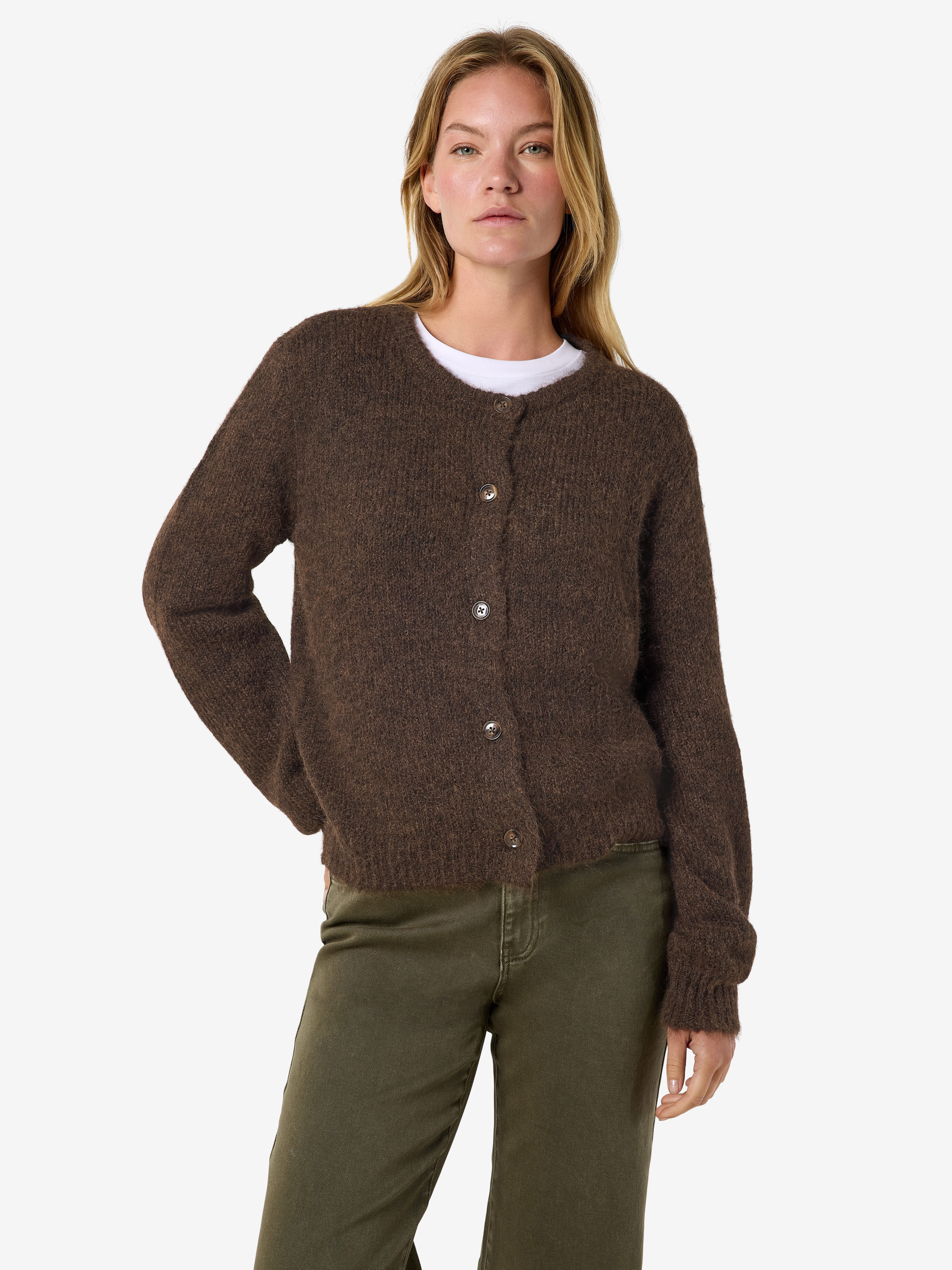 Noisy may Strickjacke NMSUTTON L/S O-NECK KNIT CARDI NOOS Materialmix, relaxed fit