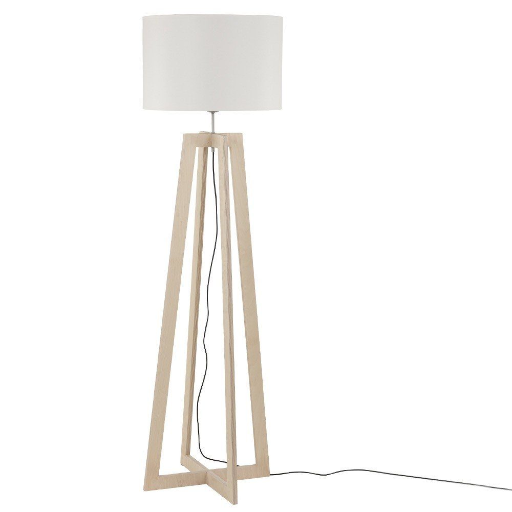 Braun, 160cm mit Stehleuchte Holzfuß Stehlampe Cross Licht-Trend Weiß