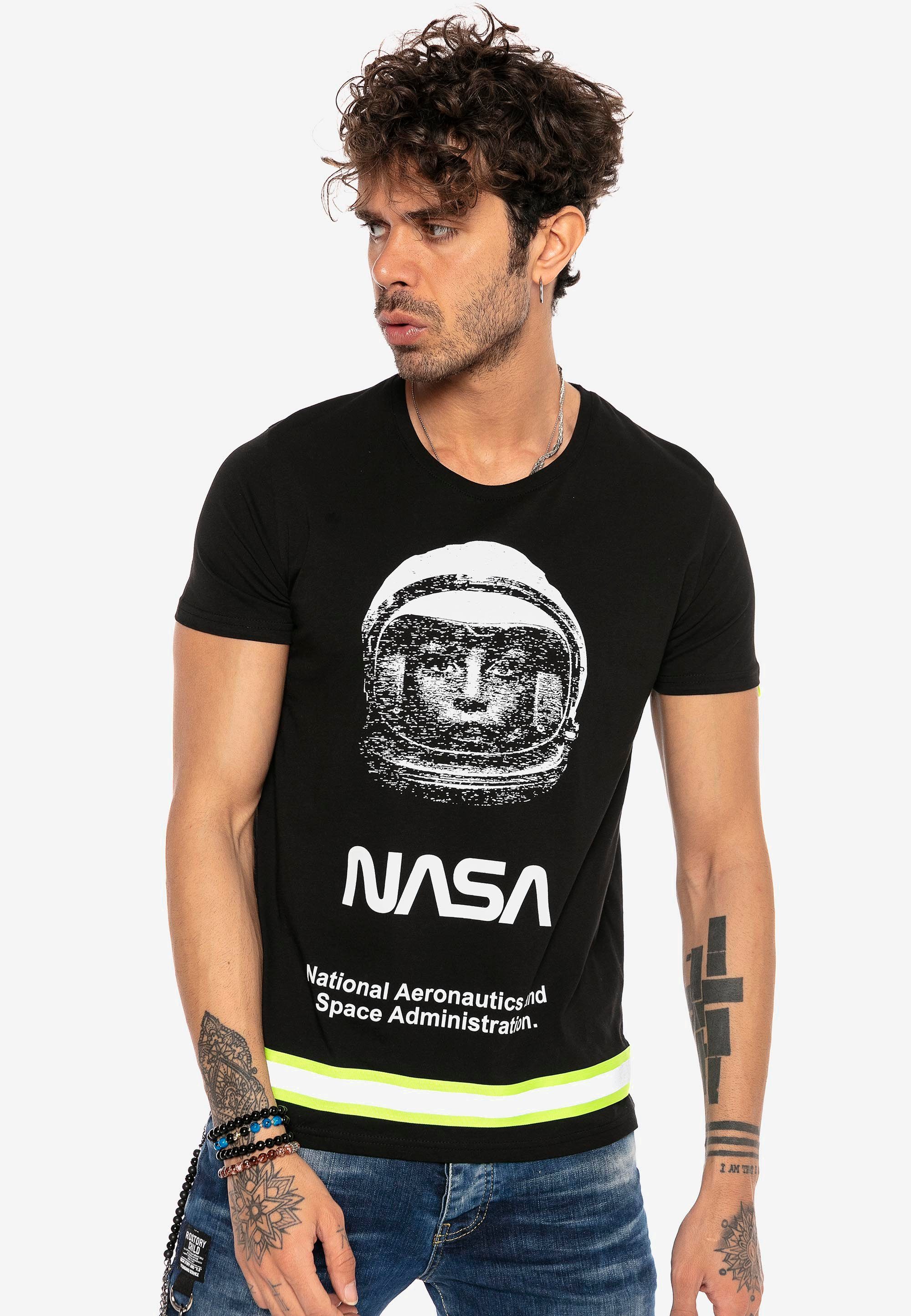 RedBridge T-Shirt Visalia mit modischem NASA-Print schwarz