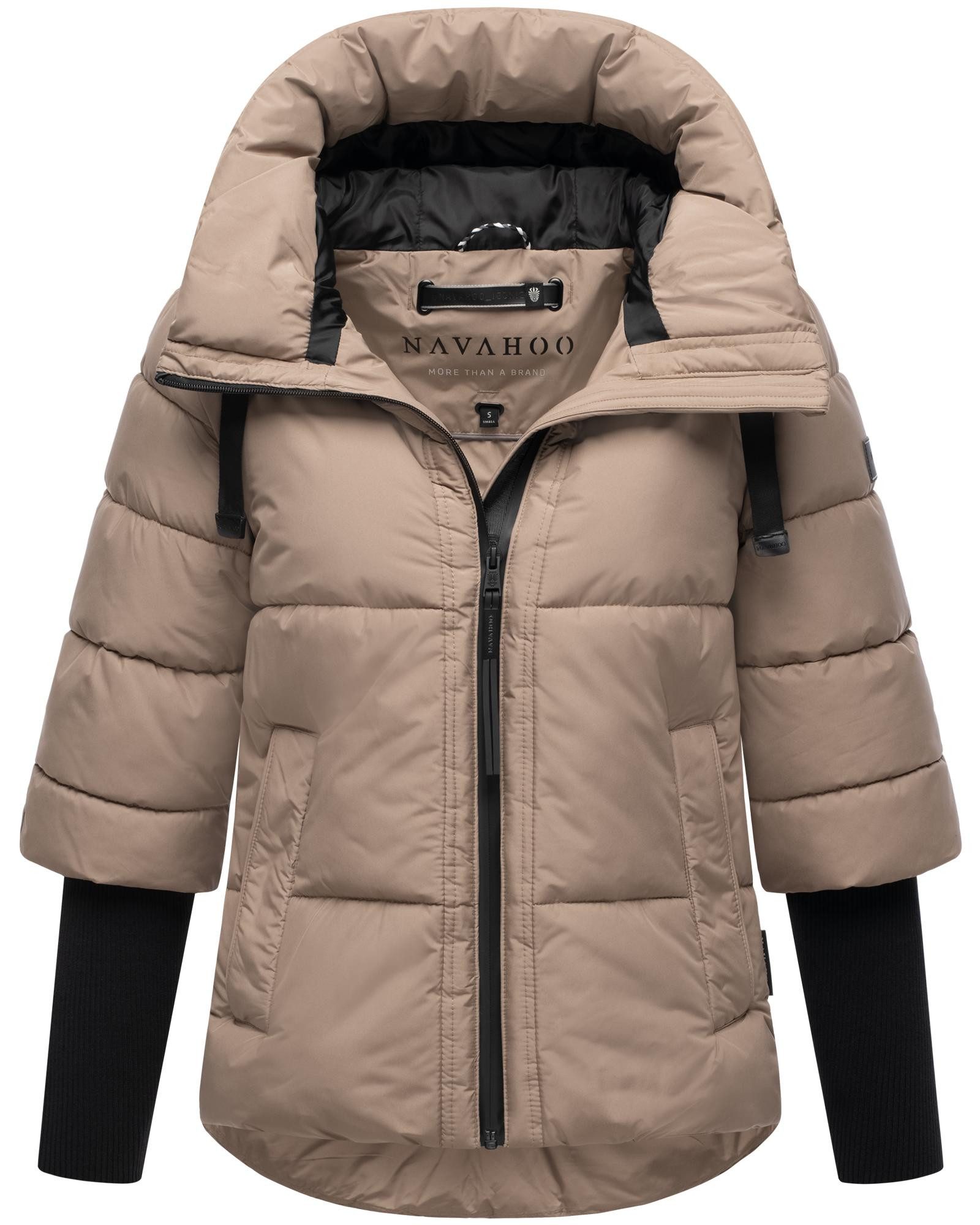 Navahoo Steppjacke Lotusherz XIV Warme gesteppte Winterjacke mit Rippstrickärmeln
