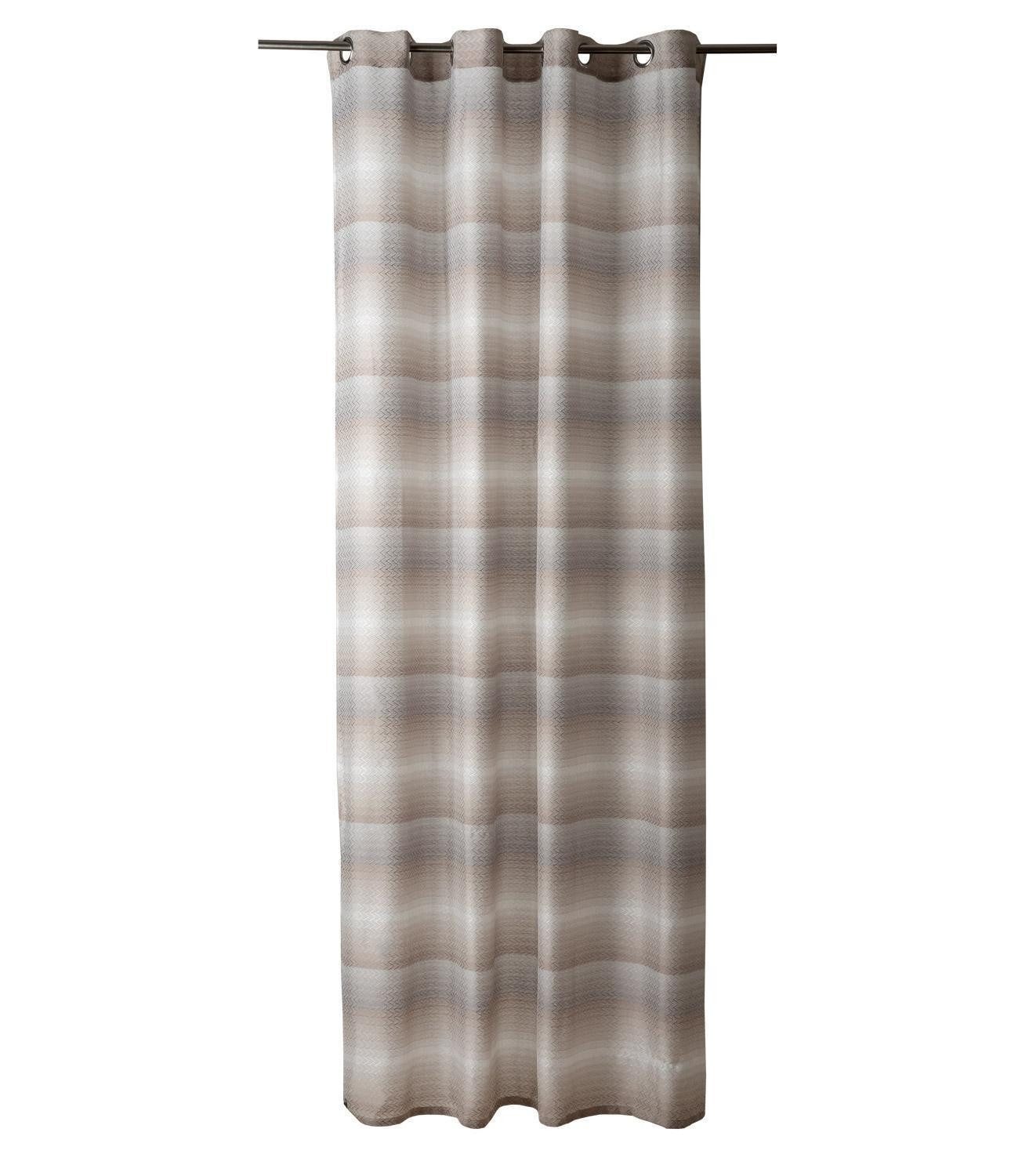 Home4You Vorhang Ösenschal, 140 x 245 cm, Beige, Greige, Braun, (1 St), Ösen, Polyester, mit Querstreifen, waschbar