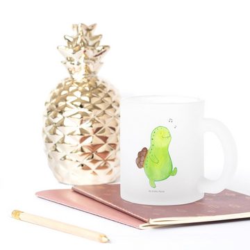 Mr. & Mrs. Panda Teeglas Schildkröte Pfeifen - Transparent - Geschenk, Teetasse aus Glas, Tren, Premium Glas, Satinierte Oberfläche