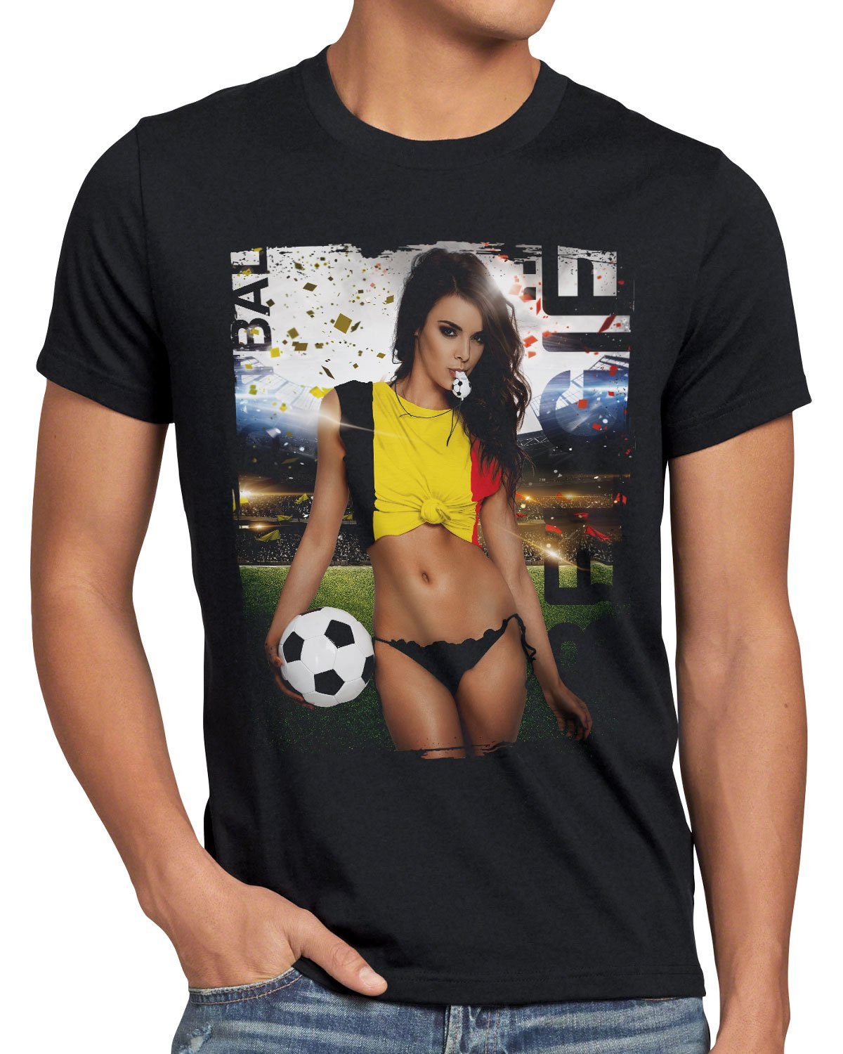 style3 Print-Shirt Herren T-Shirt EM 2022 Soccer Girl Deutschland Fußball Trikot Germany Schwarz | T-Shirts