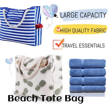 GOOLOO Strandtasche XXL Familie Strandtasche Shopper Damen Groß Badetasche (Stylische geräumige Tragetasche mit 4 Innentasche und 2 Seitentaschen, 1-tlg), Beach Bag Einkaufstaschen für Reisen Einkaufen und Alltag