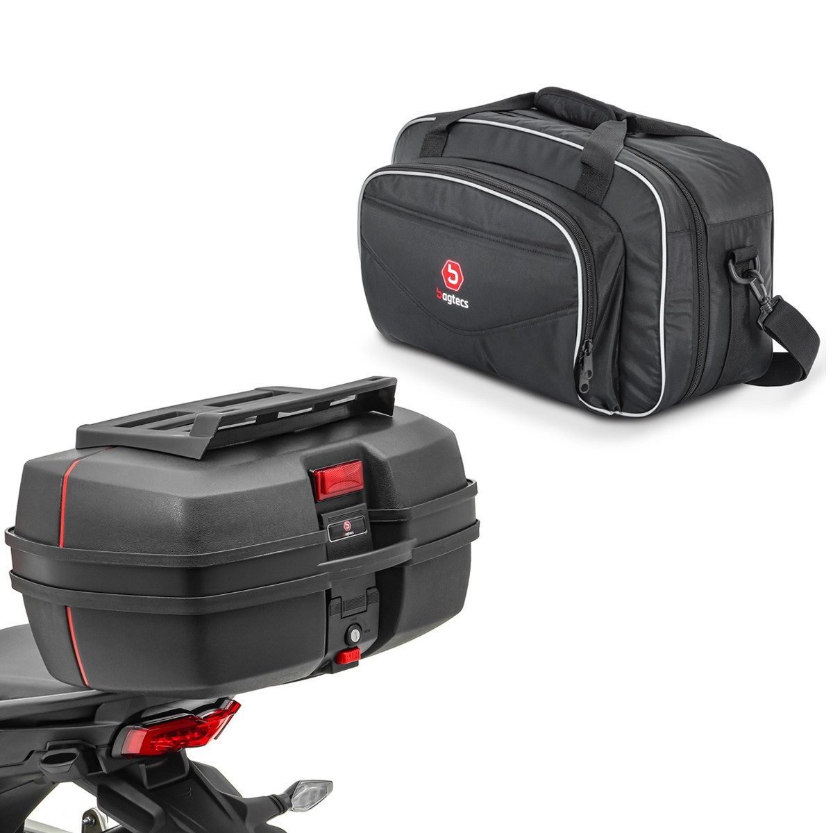 Bagtecs Topcase Topcase DK45 Universal 45 Liter mit Gepäckgrill + Topcase Innentasche