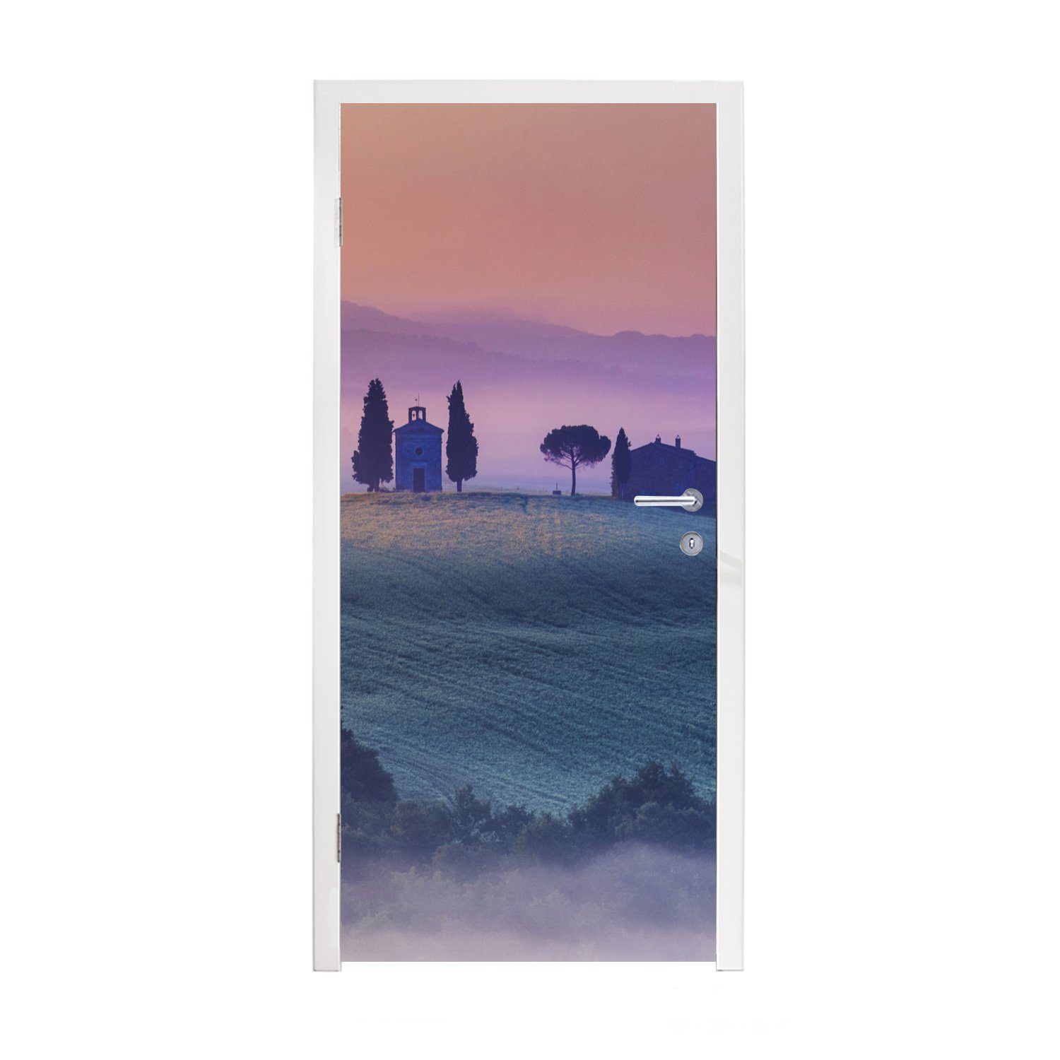 MuchoWow Türtapete Nebel - Natur - Pastell - Toskana, Matt, bedruckt, (1 St), Fototapete für Tür, Türaufkleber, 75x205 cm