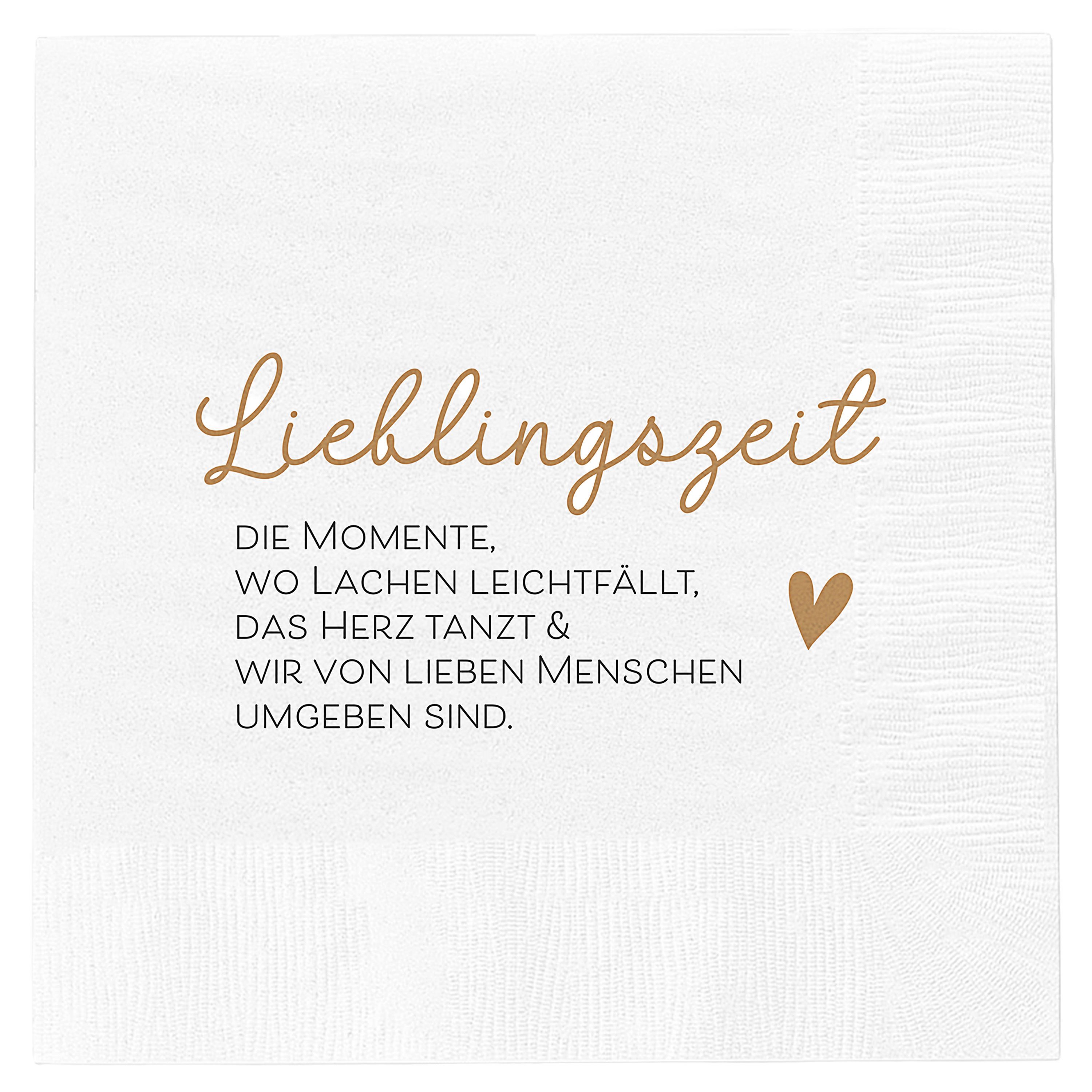 CEPEWA Papierserviette Servietten 'Lieblingszeit' 80er Set 33x33cm 3-lagig weiß schwarz gold – Bild 5 von 5
