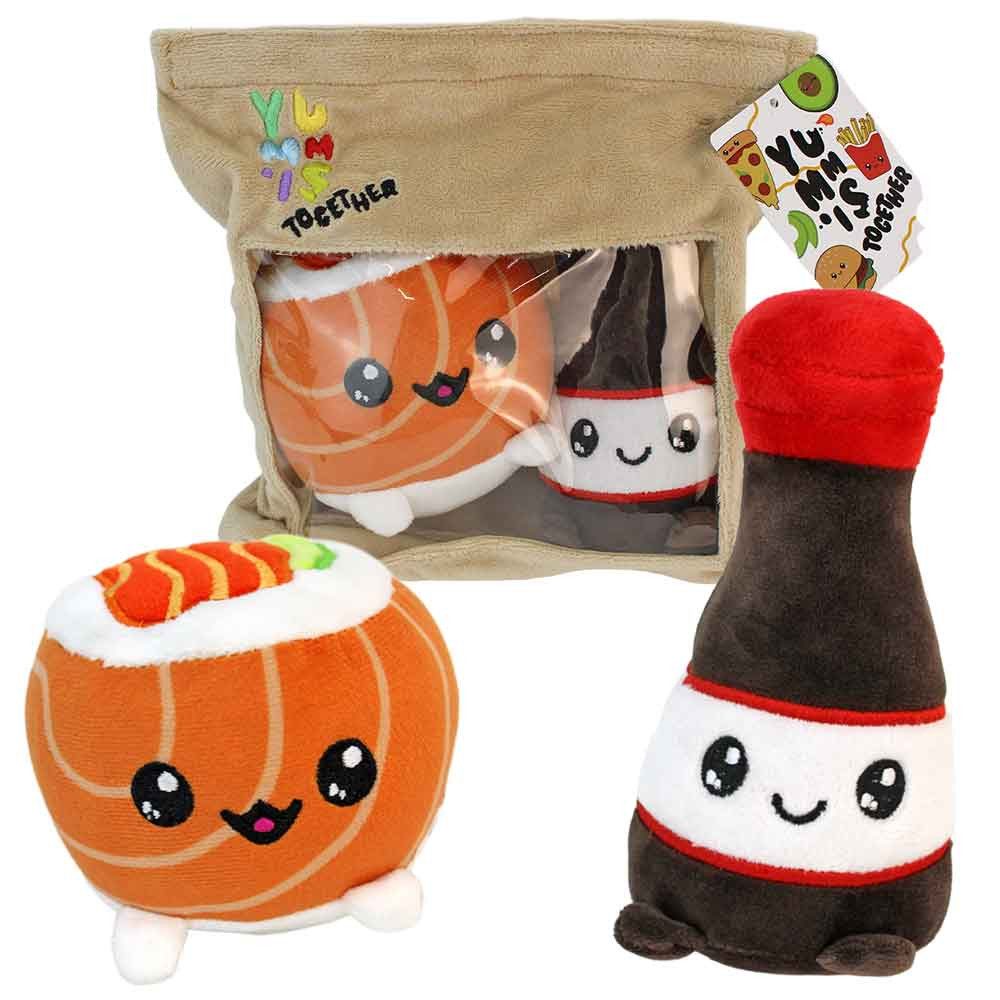 Joy Toy Kuscheltier Plüsch Sushi Uramaki und Soja Sauce kawaii - ca. 15 cm (3-St)