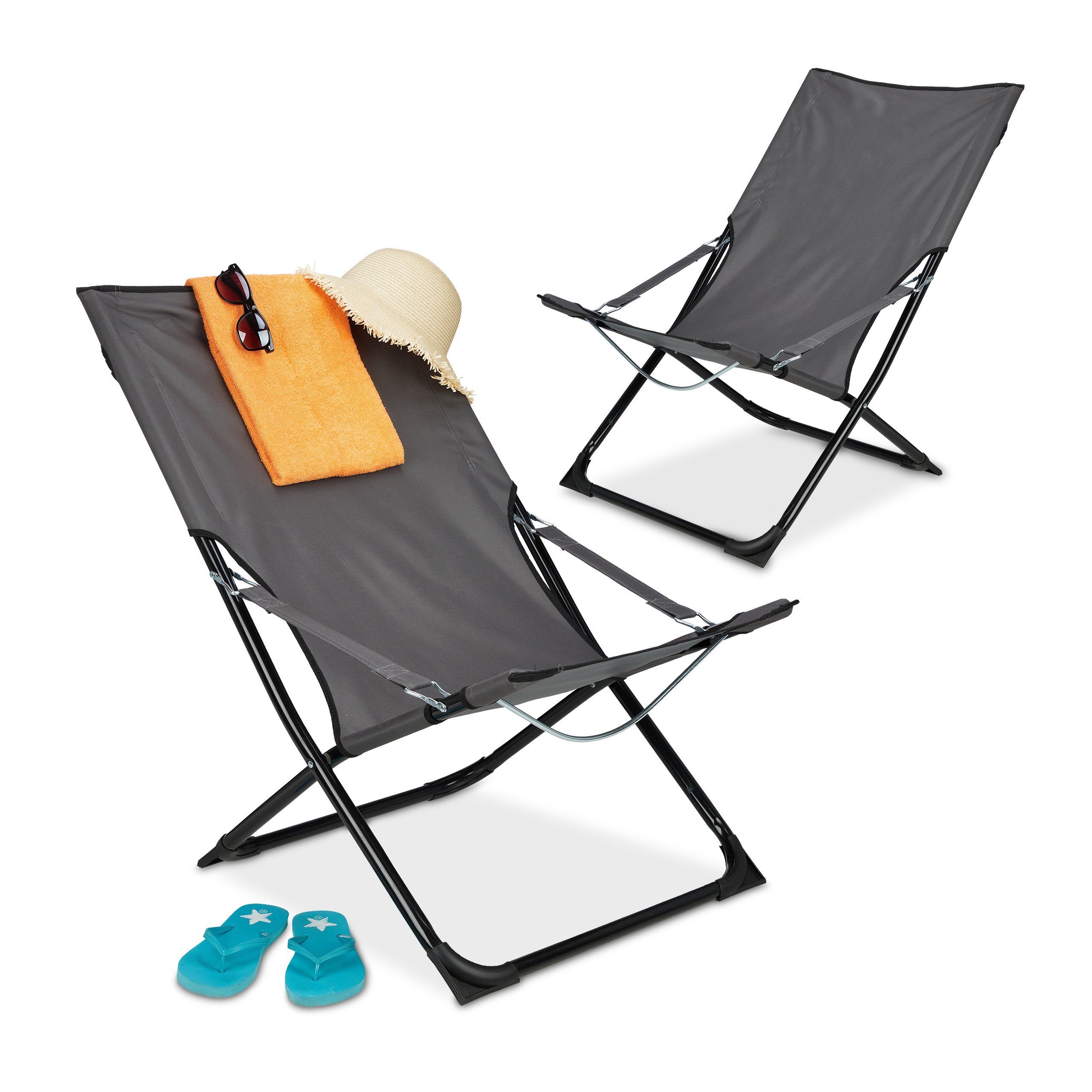 relaxdays Campingstuhl »Liegestuhl klappbar 2er Set«, Grau online kaufen |  OTTO