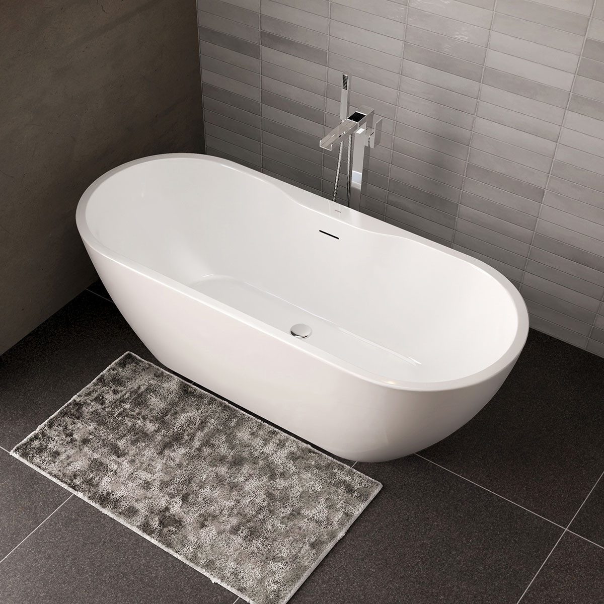 Bernstein Badewanne ROMA PLUS 2.0, freistehende Badewanne, Sanitäracryl, oval