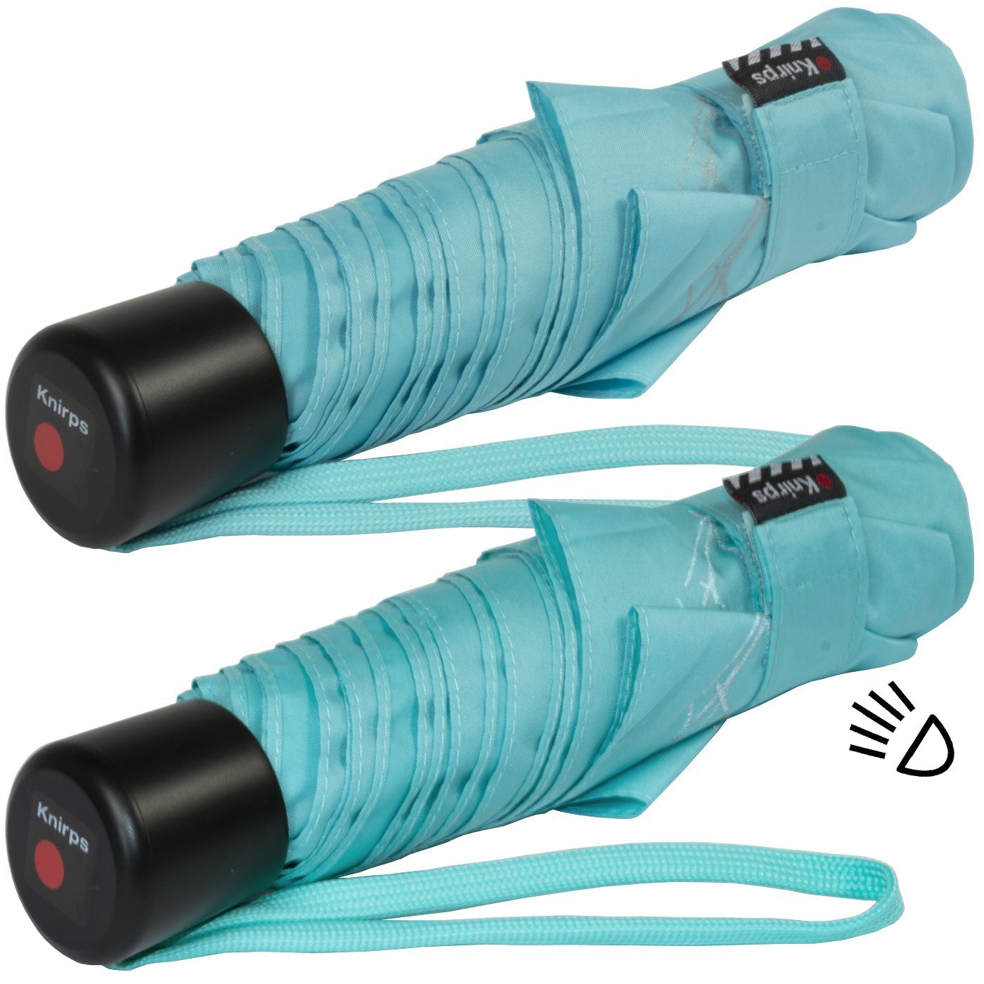 Knirps® Taschenregenschirm Kinderschirm 4Kids reflective mit Reflexborte, Sicherheit auf dem Schulweg, leicht, uni, capri