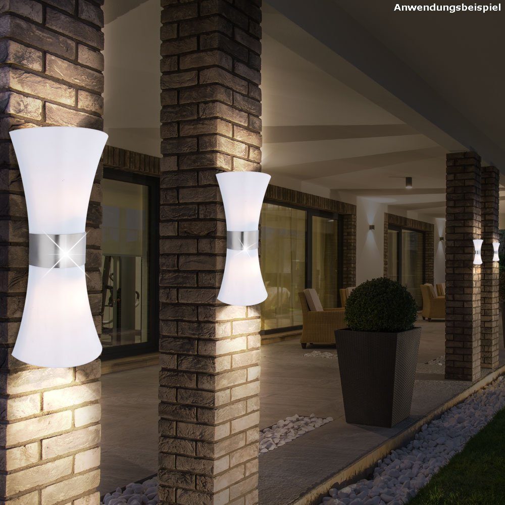 etc-shop Außen-Wandleuchte, Außen Beleuchtung Wand Leuchte Edelstahl LED Warmweiß, Lampe Leuchtmittel inklusive, Garten Design