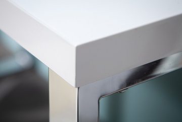 riess-ambiente Schreibtisch WHITE DESK 120cm weiß / silber, Arbeitszimmer · Hochglanz · Modern Design · Metall · Home Office