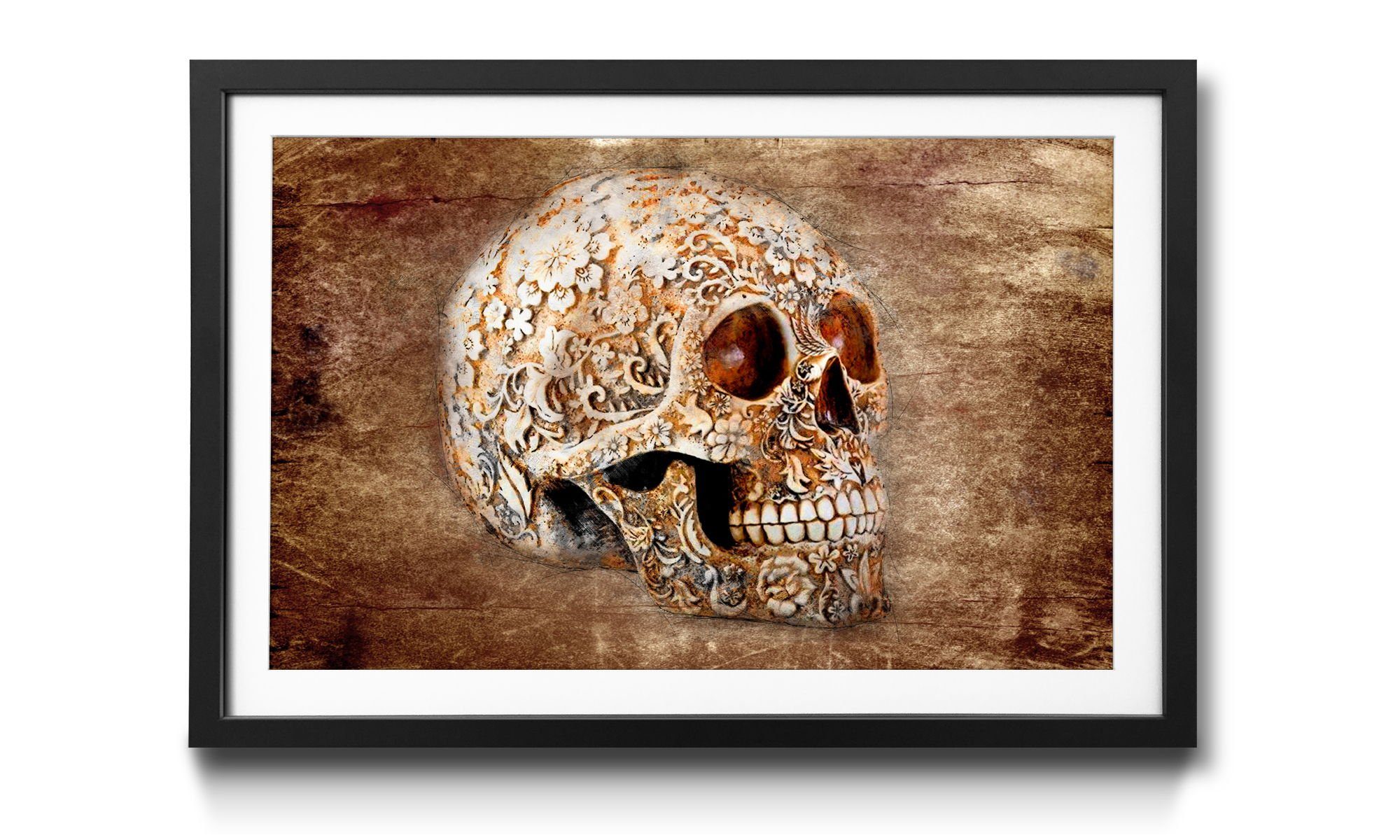 WandbilderXXL Bild mit Rahmen Laughing Größen Totenschädel, Wandbild, Death, erhältlich 4 in