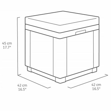 Keter Gartenbox Sitzwürfel mit Stauraum und Kissen Graphitgrau