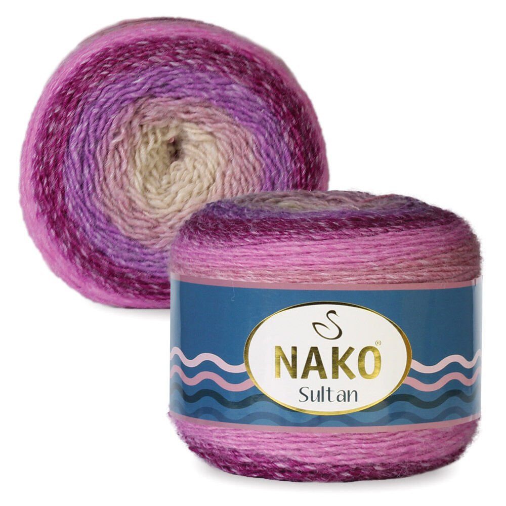 NAKO 4 x Nako Sultan Häkelwolle, 320 m, Strickgarn,Häkelngarn