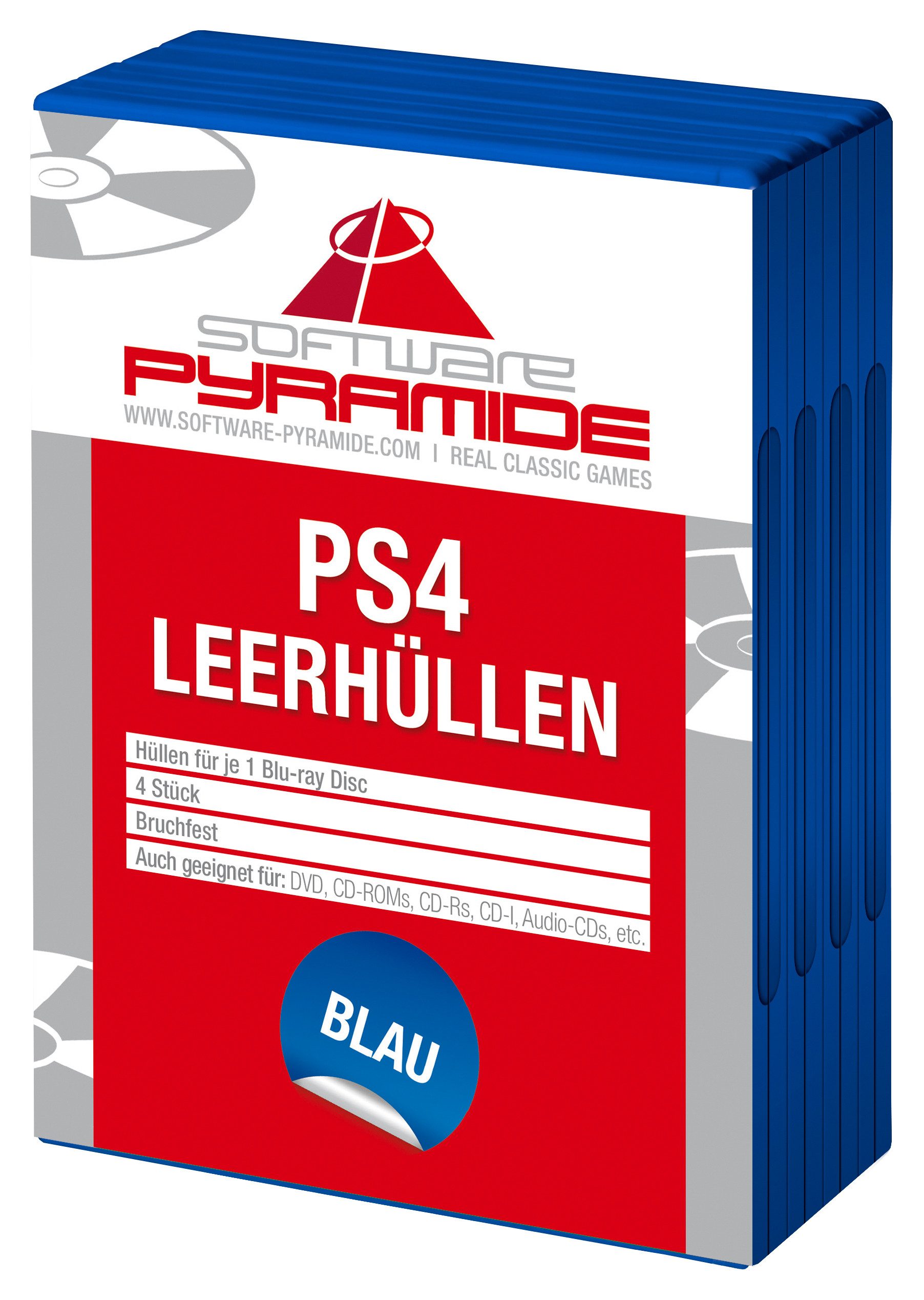 Software Pyramide CD-Hülle PS4-Leerhüllen 4er-Pack, blau - PlayStation 4 (NEU & OVP)