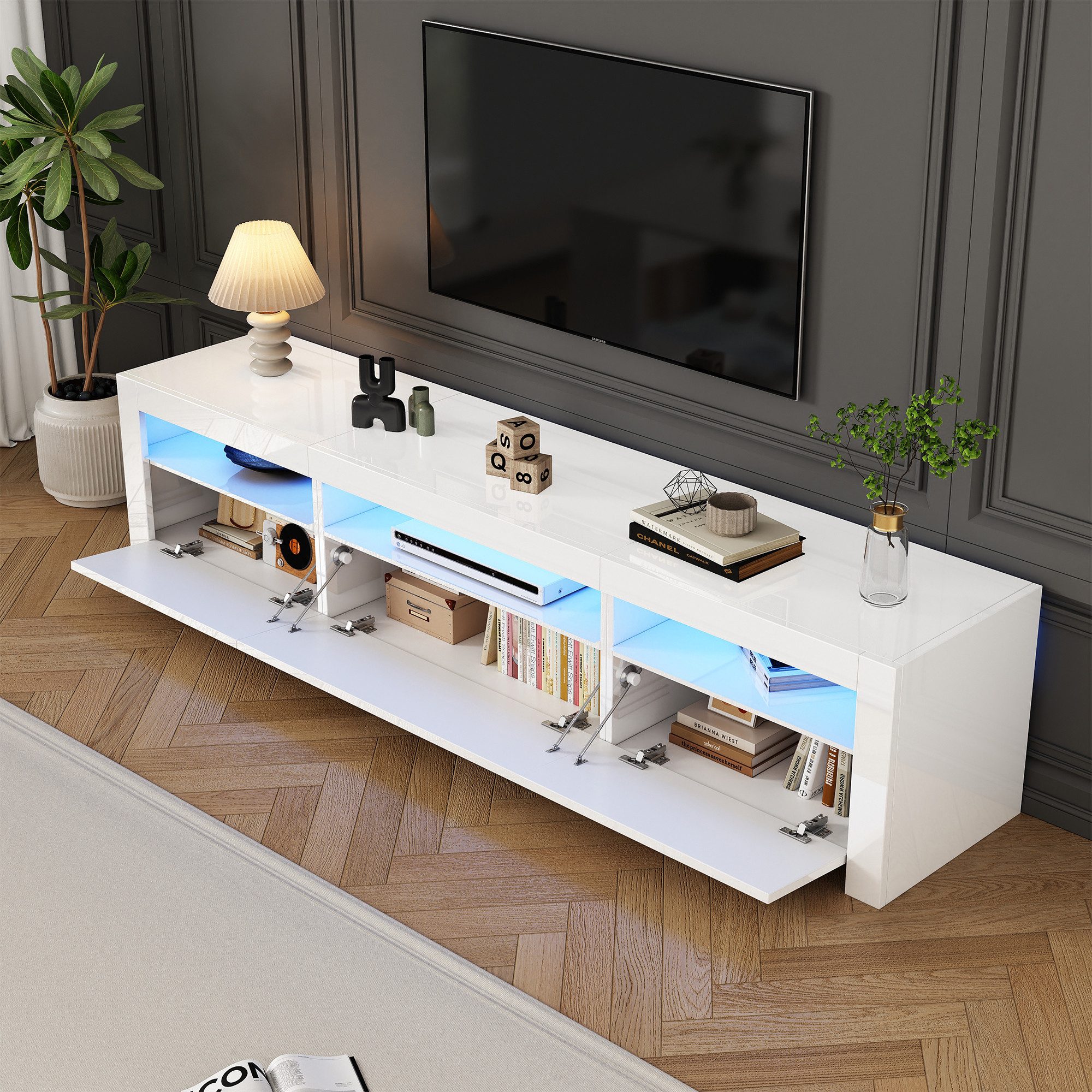 HAUSS SPOLE Lowboard Hochglanz mit LED-Beleuchtung günstig online kaufen