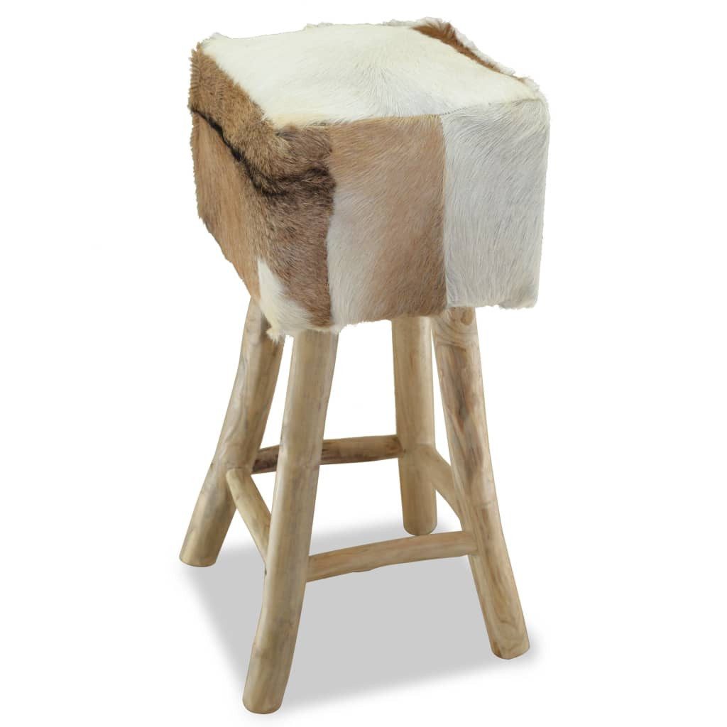vidaXL Barhocker Barhocker Ziegenleder und Massivholz (1 St)