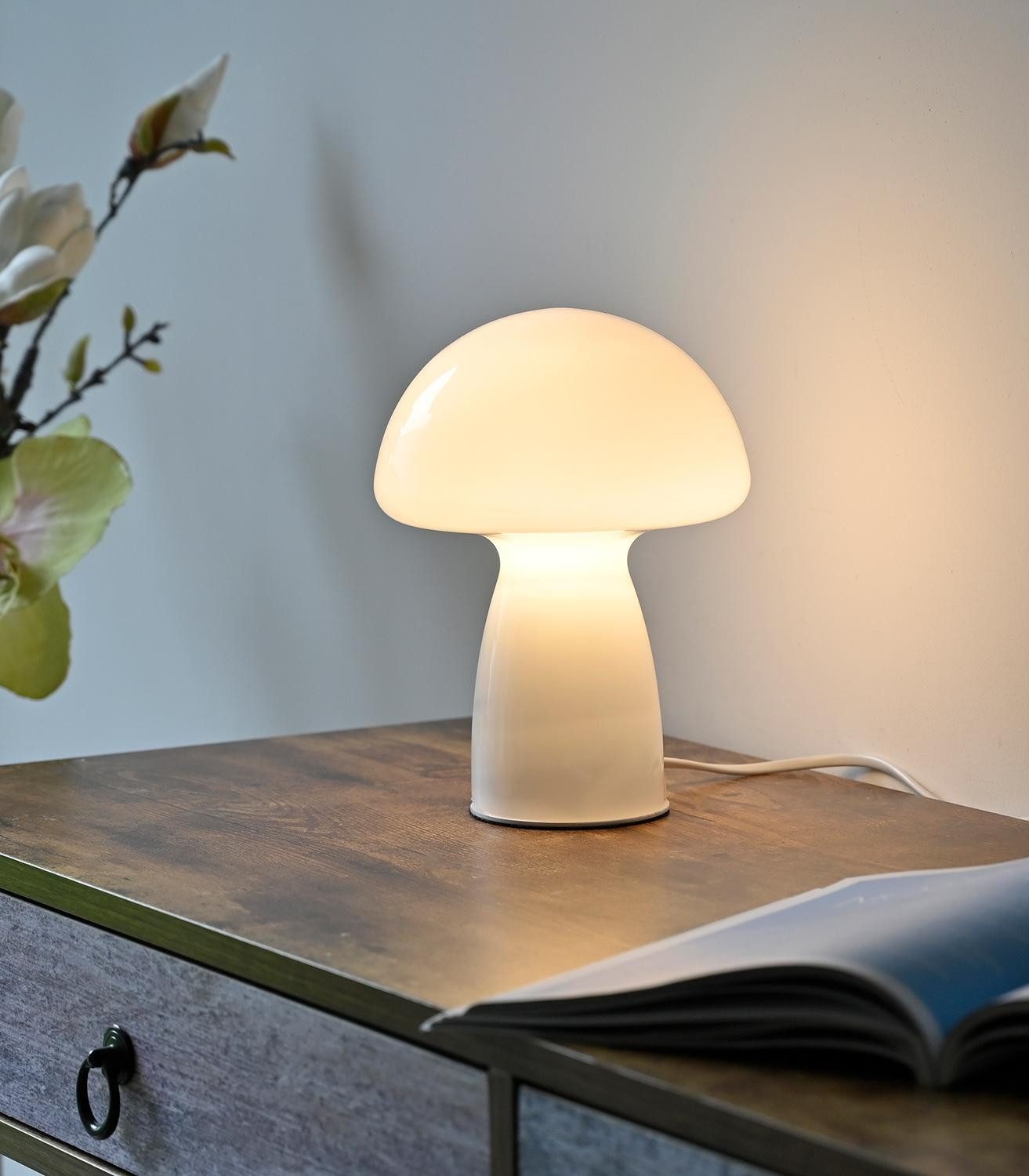 Paul Neuhaus Tischleuchte FUNGO, Weiß, Glas, günstig online kaufen