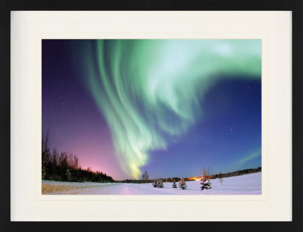 1art1 Poster Polarlichter Gerahmtes Bild Mit Edlem Passepartout