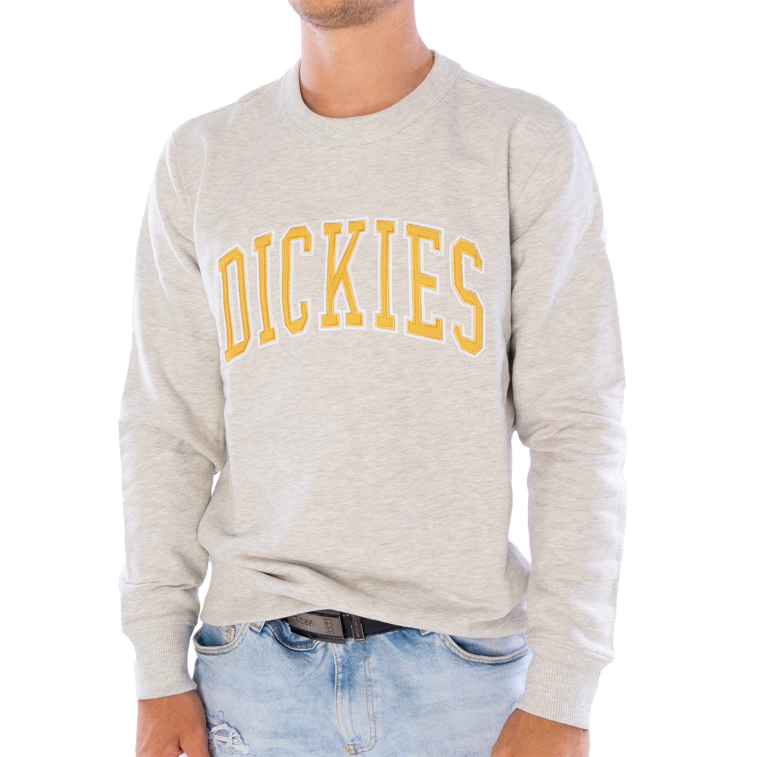 Dickies Sweater Sweatpulli Dickies Aitkin, G L, F grey-melange/honey Sweatpulli mit Rundhalsausschnitt
