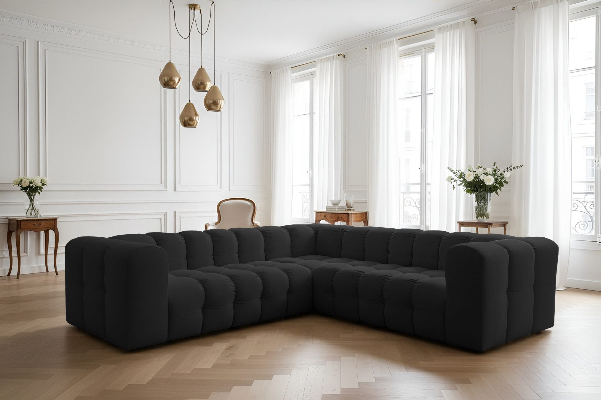yourhouse24 Ecksofa Symmetrisches BLOOM 270x270 cm, Design Lounge-Sofa, Bubble-Optik, Made in Europe