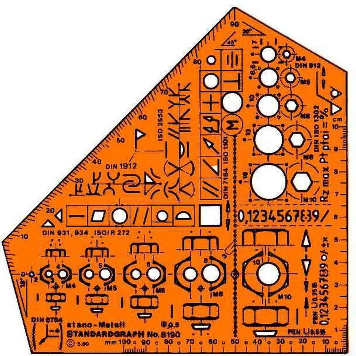 STANDARDGRAPH Zeichenschablone Schablone 'Metall' gelb