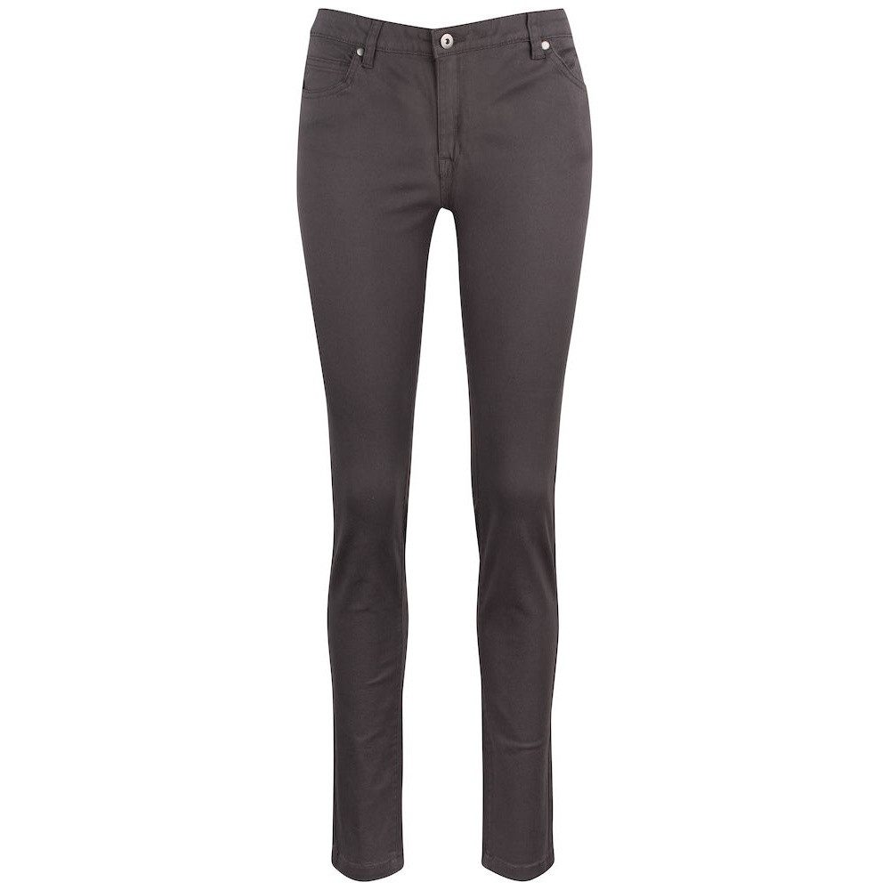 Jogginghose Freizeithose (Baumwolle-Twill) 5-Pocket Stretch Pant pistolgrau Damen