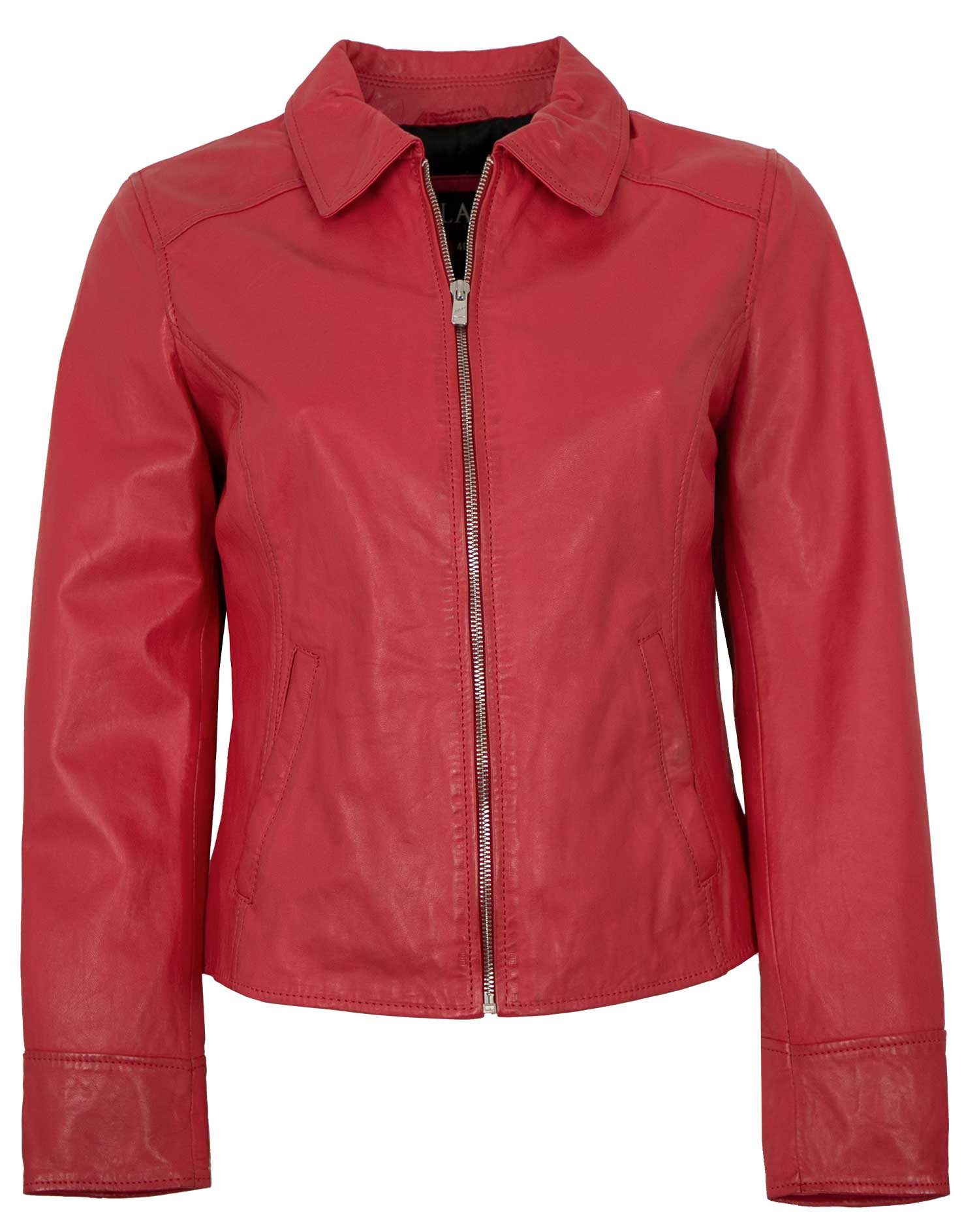 Jilani Lederjacke Elodi Jilani - Damen Lederjacke Lammnappa hellrot